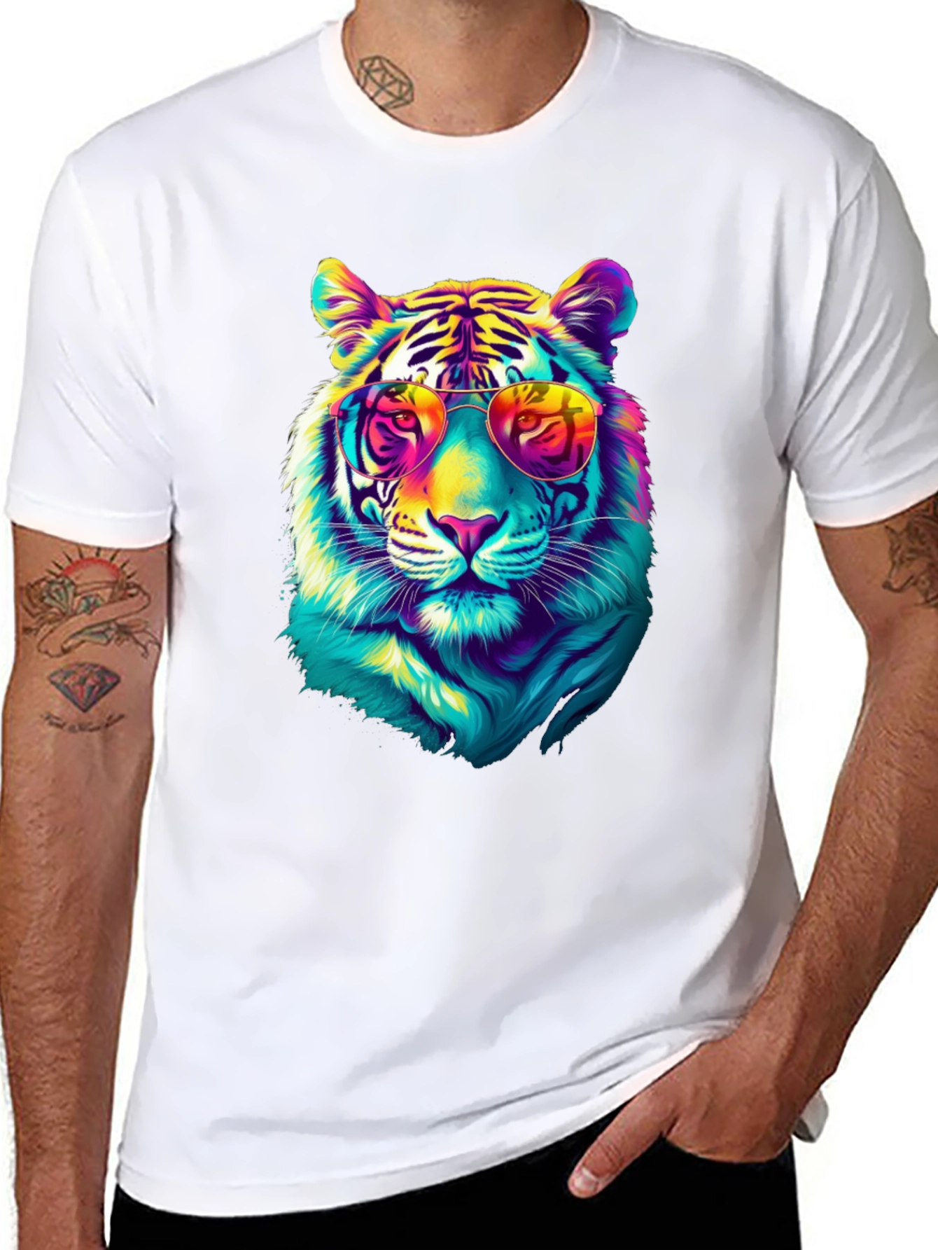 Black Cool Tiger Graphic Tee - Black view 8