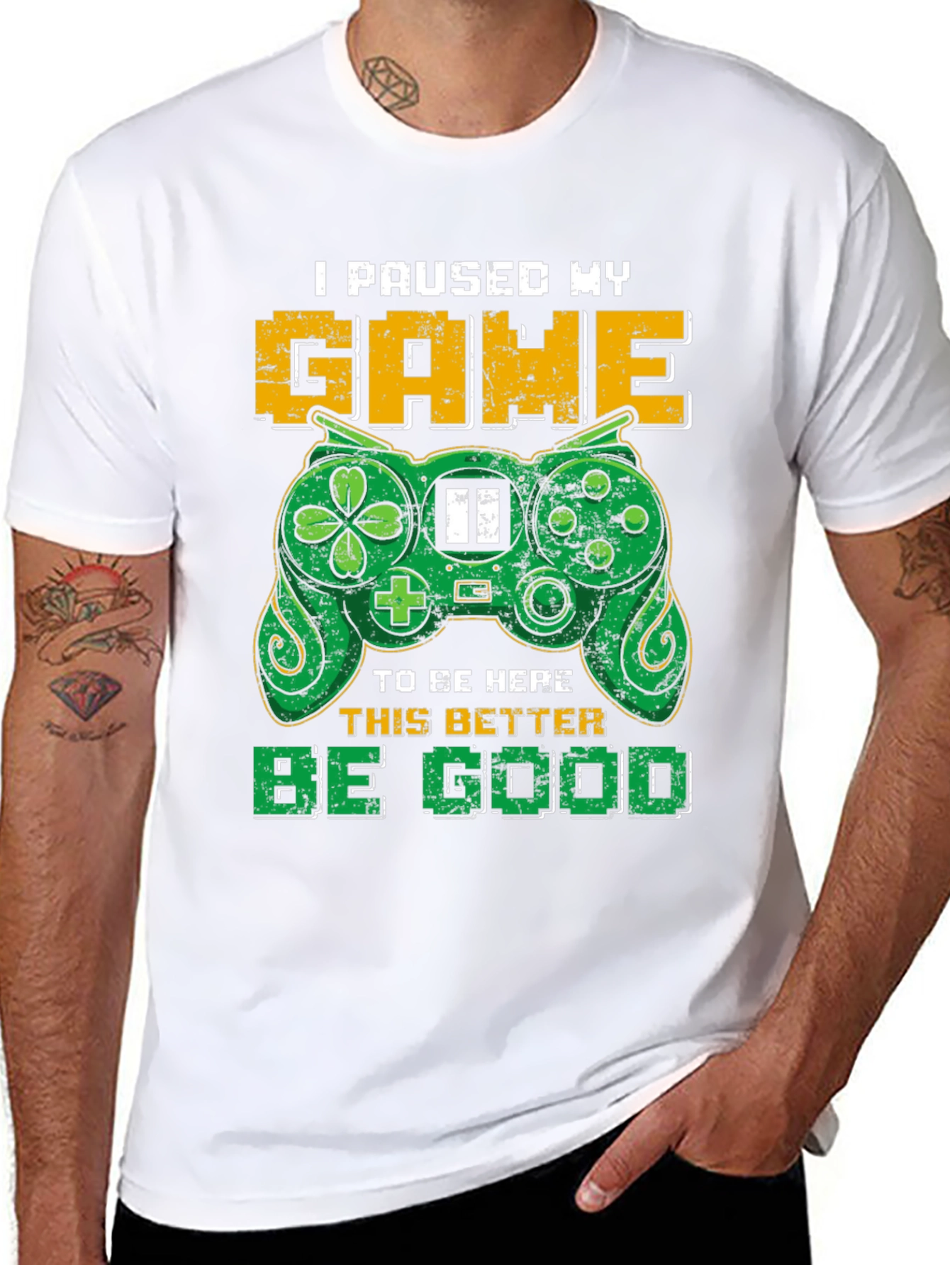 Black Gamer T-Shirt - "I Paused My Game" view 8
