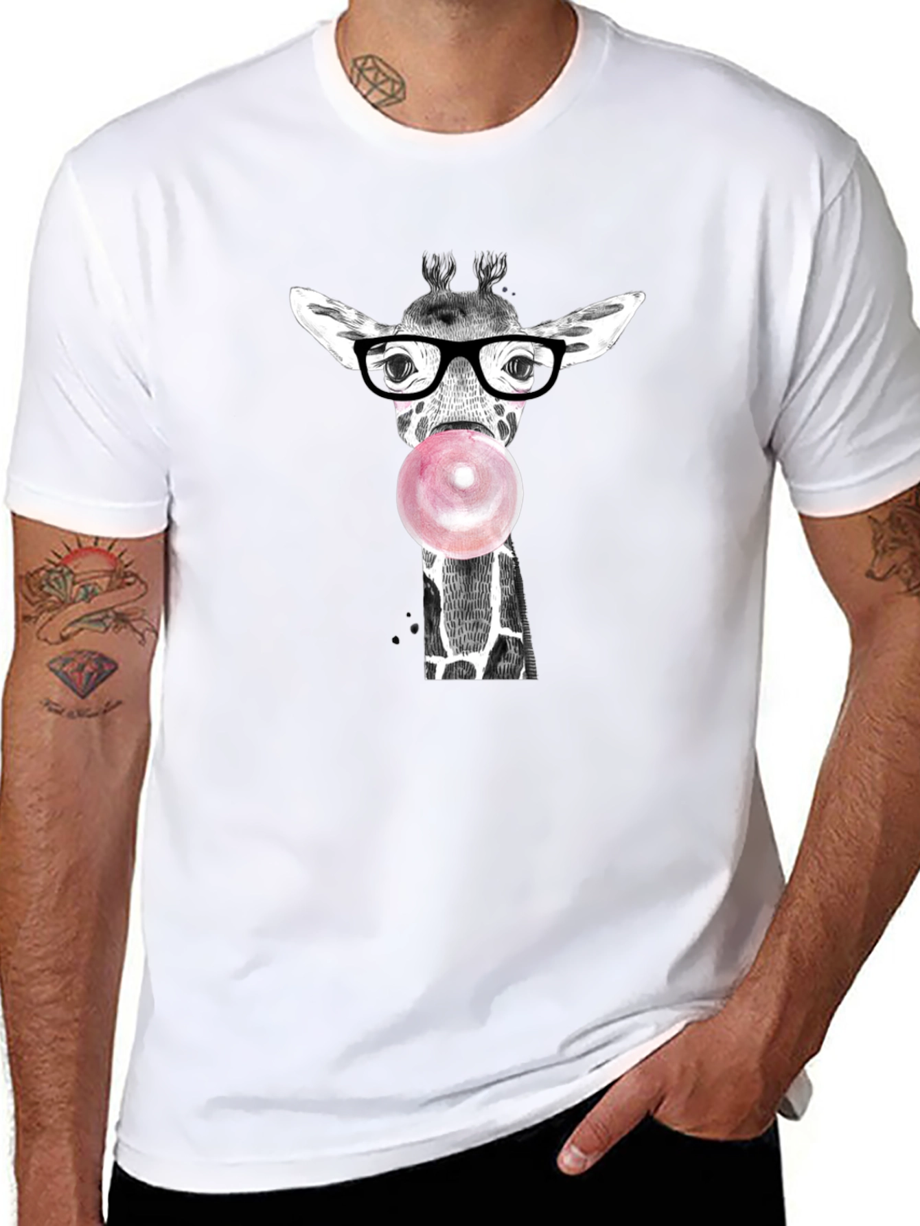 Black Giraffe Bubble Gum Graphic Tee view 8
