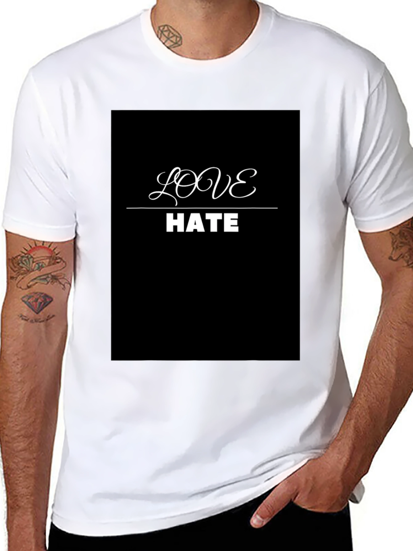 Black Love Hate Graphic Tee - Modern Contrast view 8