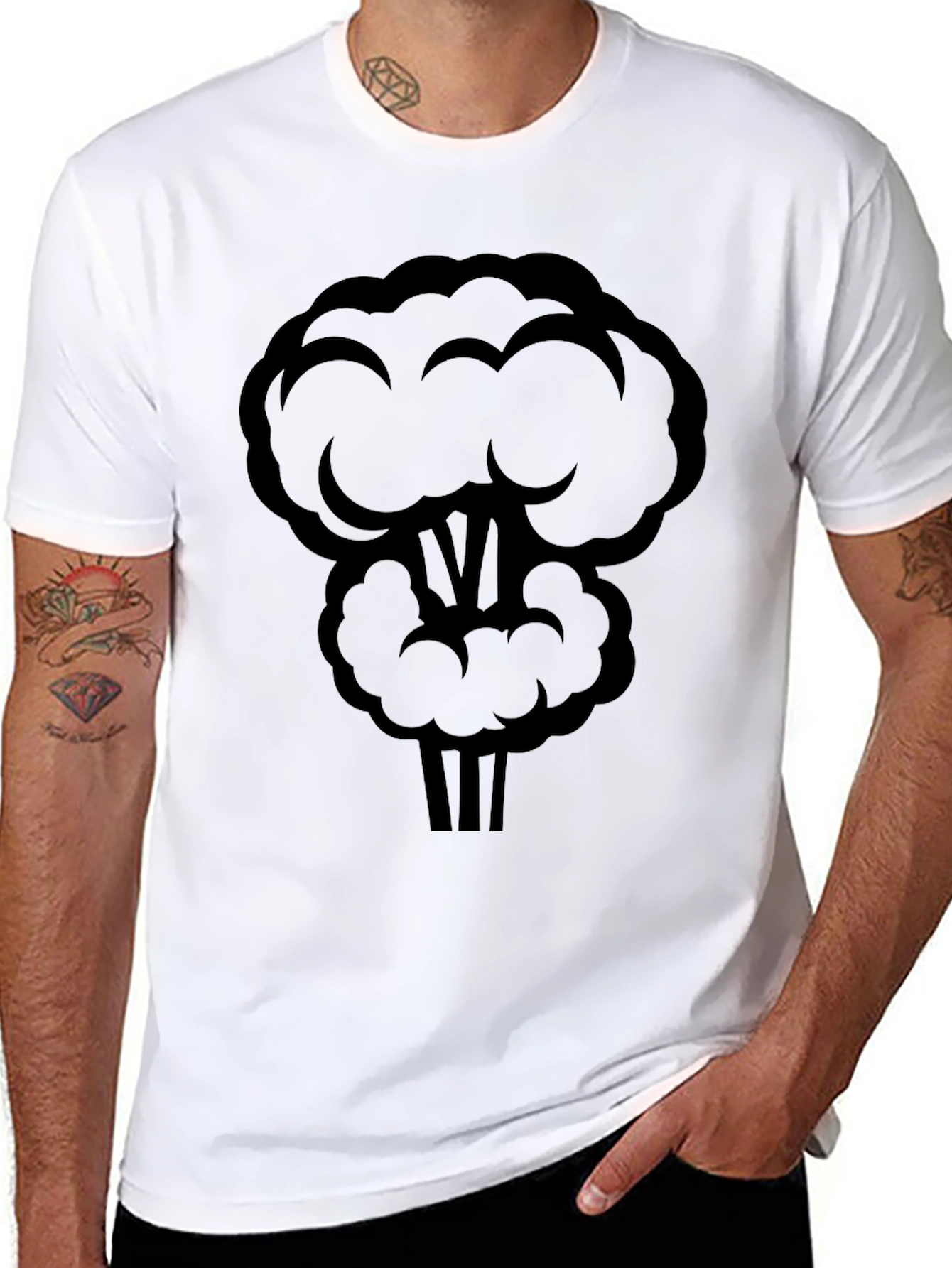 Black Exploding Broccoli Funny Graphic T-Shirt view 8