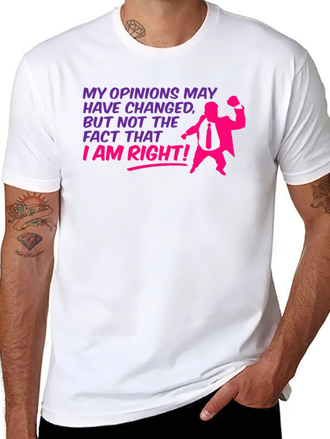 Black Opinions May Change - I Am Right T-Shirt view 8