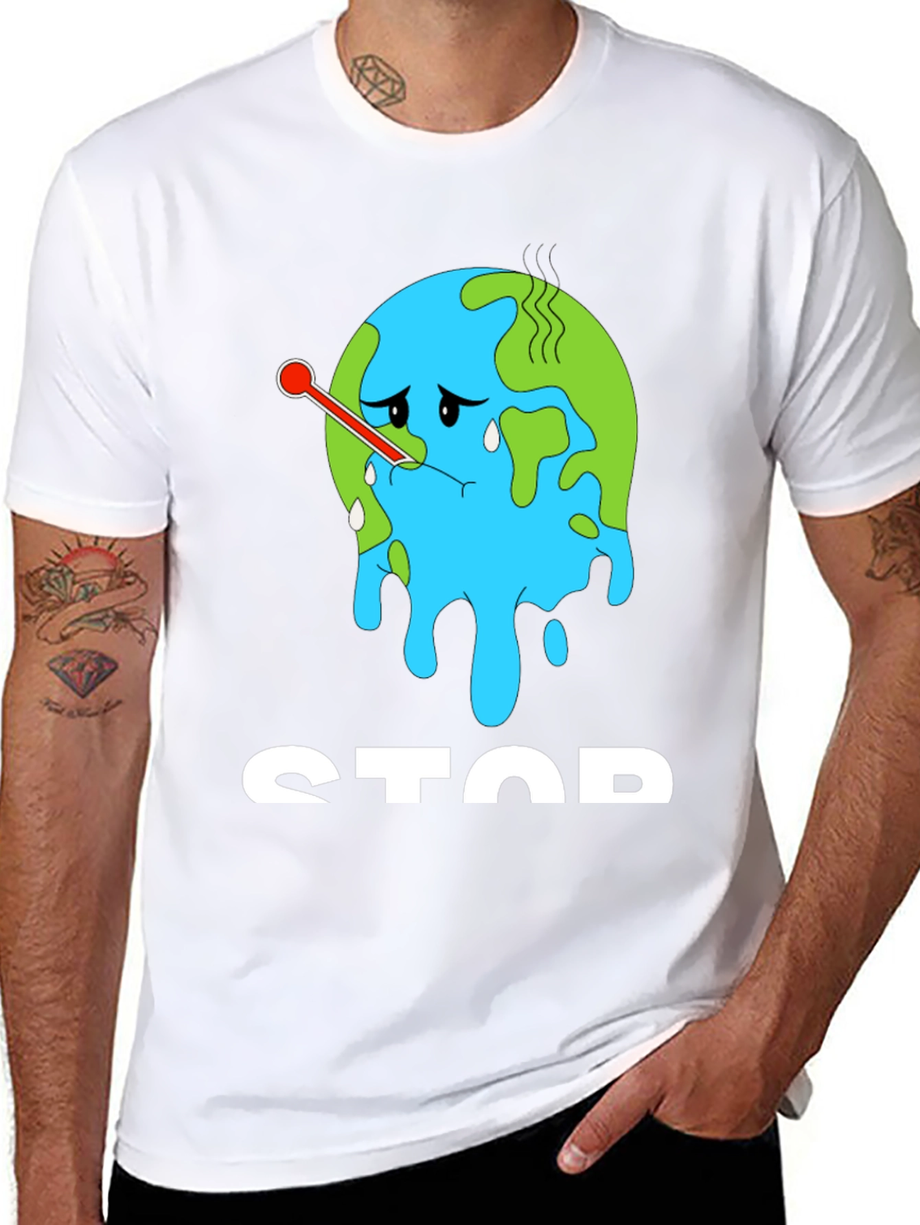 Black Stop Climate Change T-Shirt view 8