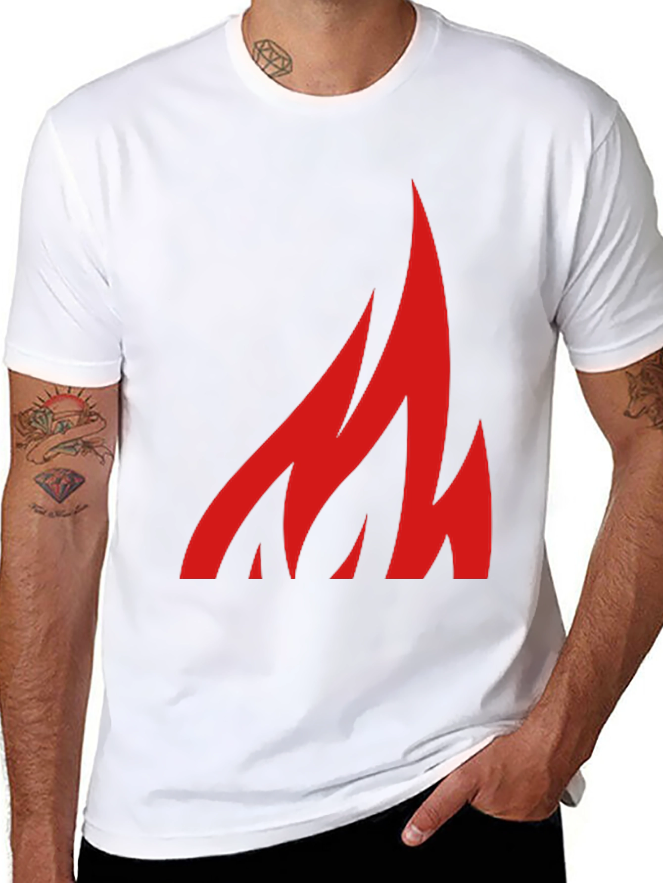 Black Bold Flame Graphic Tee - Black Cotton Casual Shirt view 8