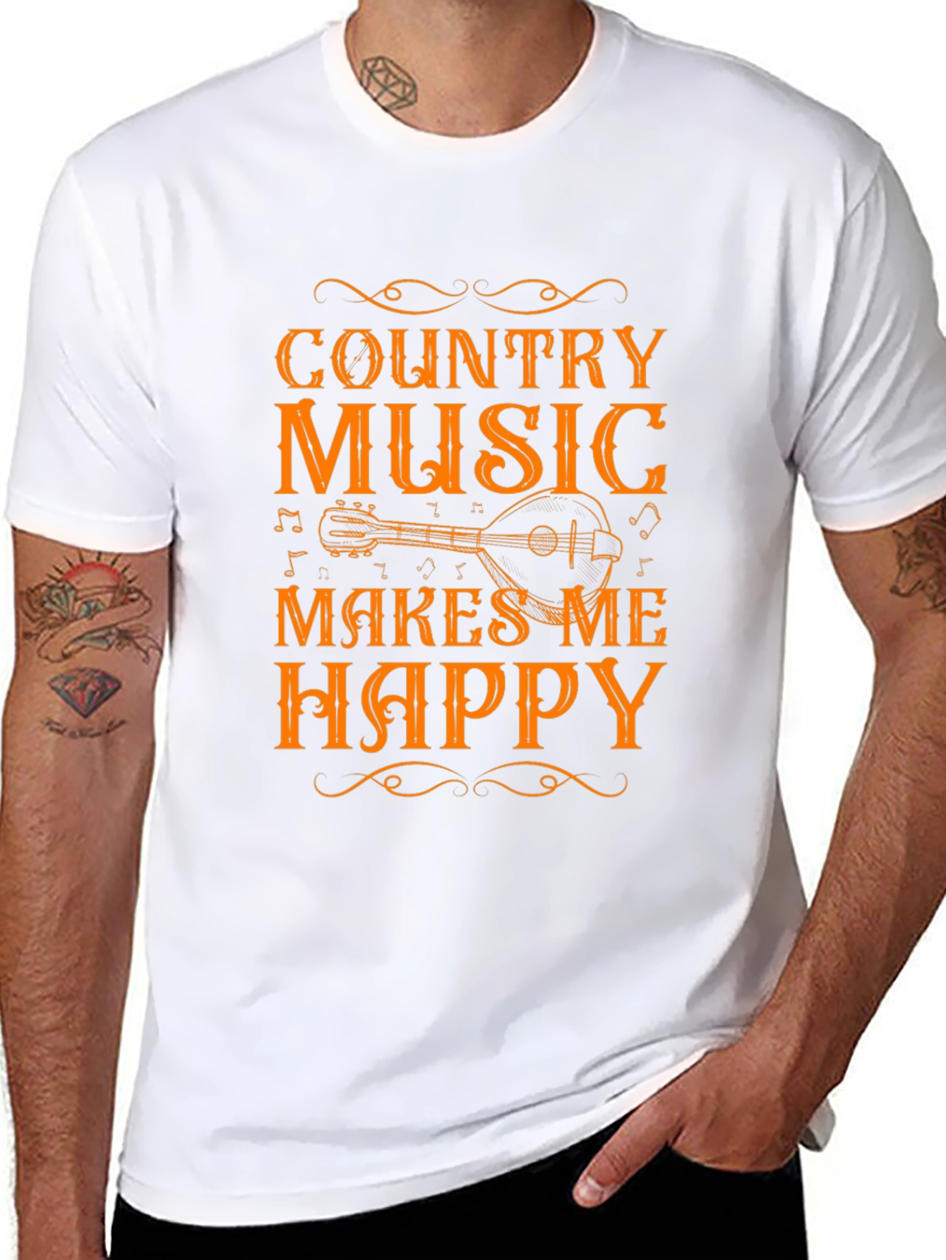 Black Country Music Makes Me Happy Black T-Shirt view 8