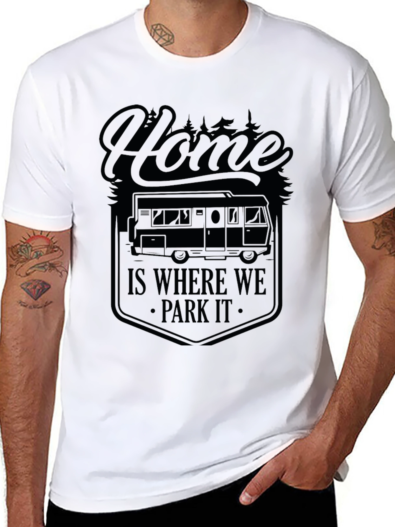 Black Home Is Where We Park It Camping T-Shirt view 8