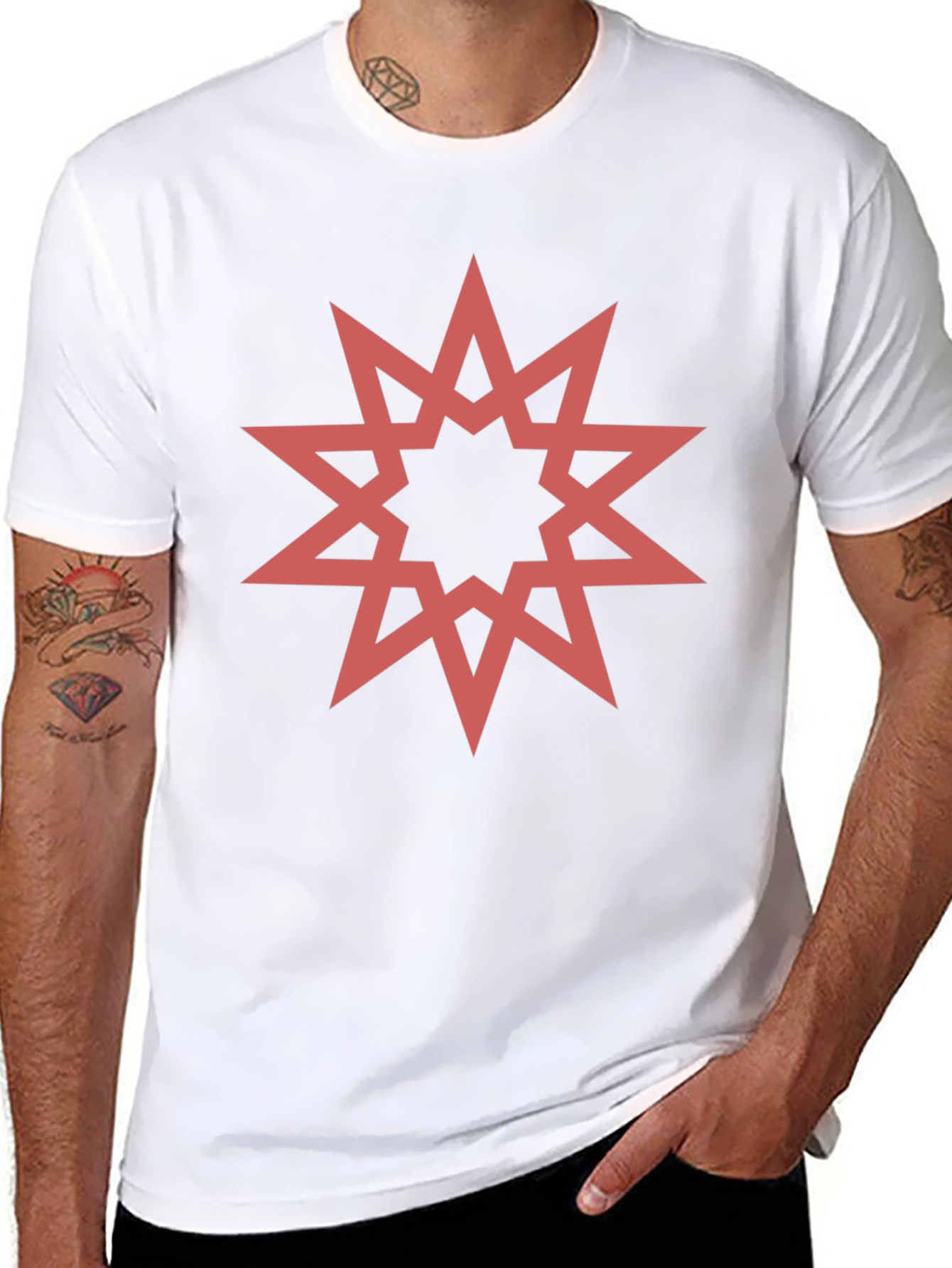 Black Geometric Star Graphic Black T-Shirt view 8