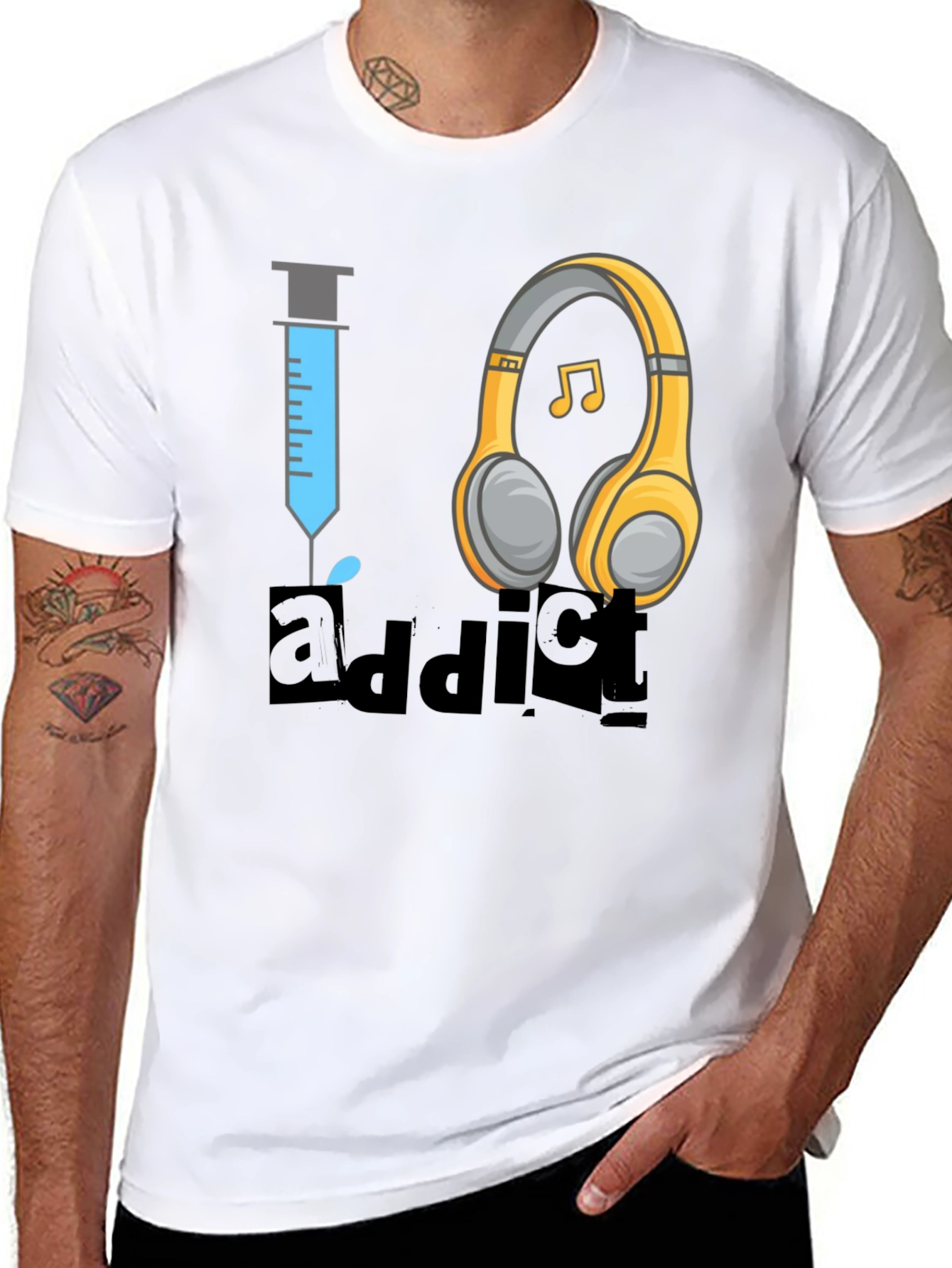 Black Music Addict T-Shirt - Novelty Graphic Tee view 8
