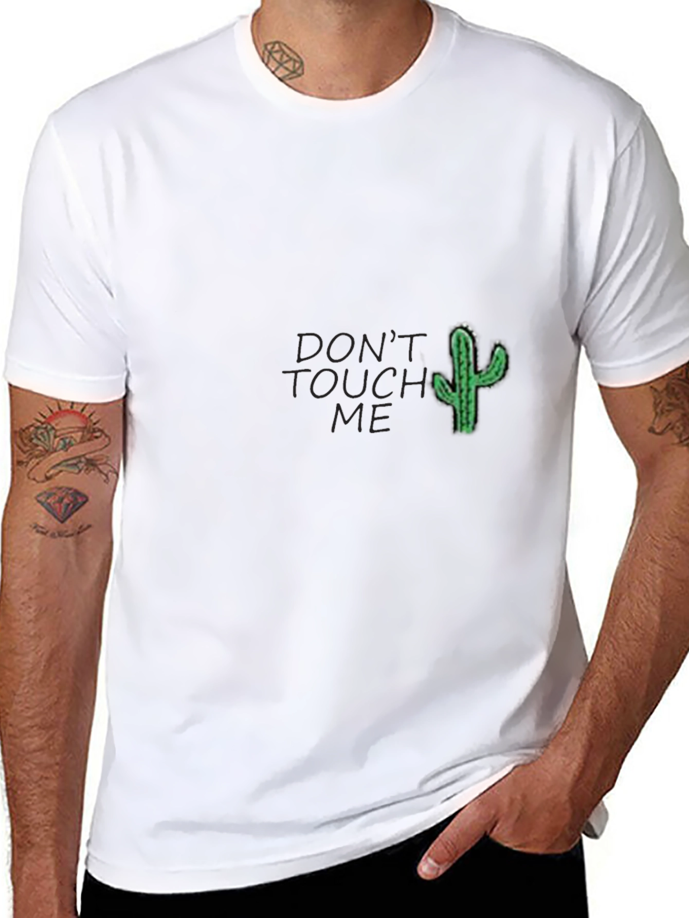 Black Don't Touch Me Cactus Graphic Tee - Soft Cotton Blend view 8