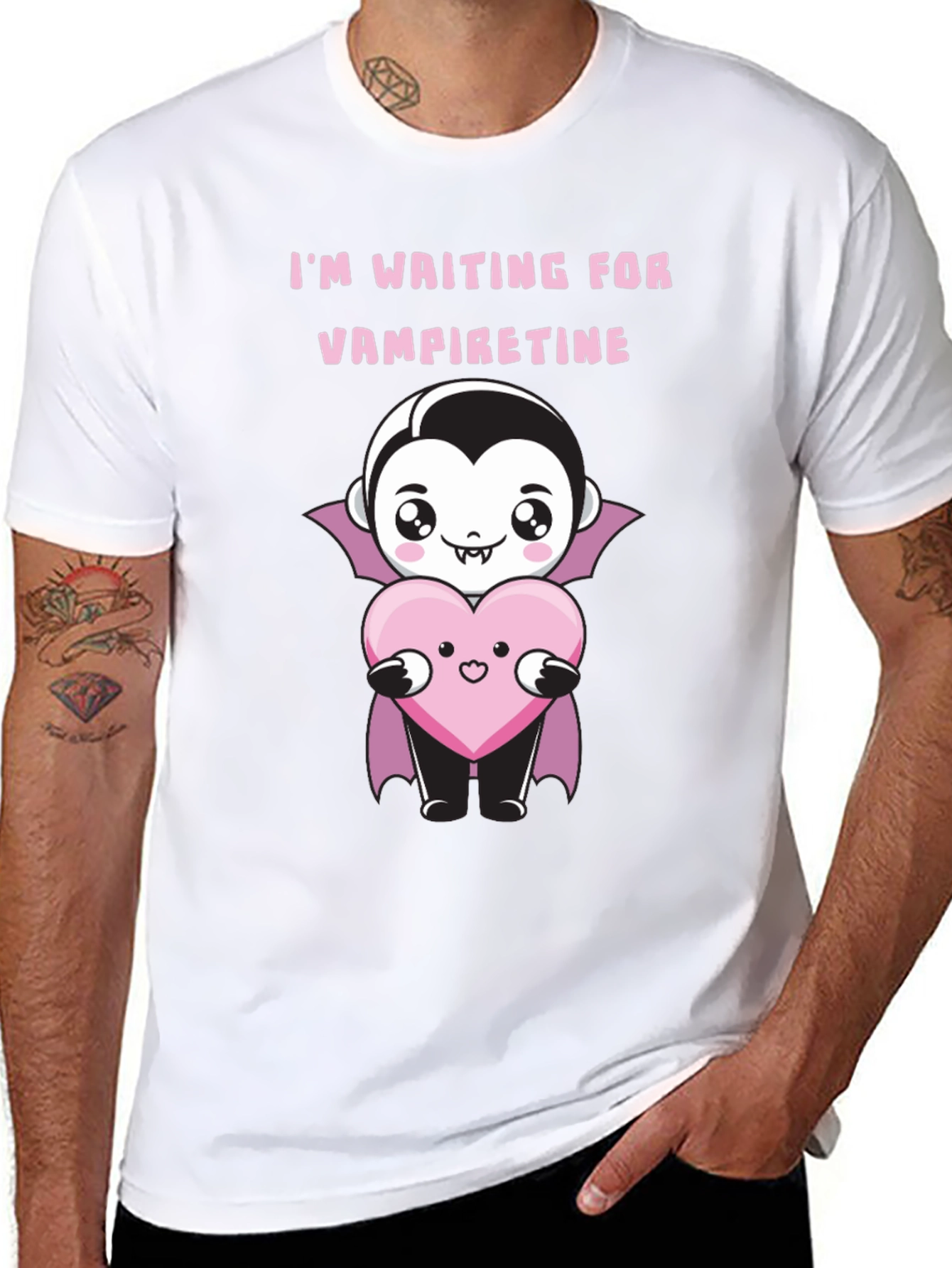 Black Vampire Valentine T-Shirt - Waiting for Vampiretine view 8