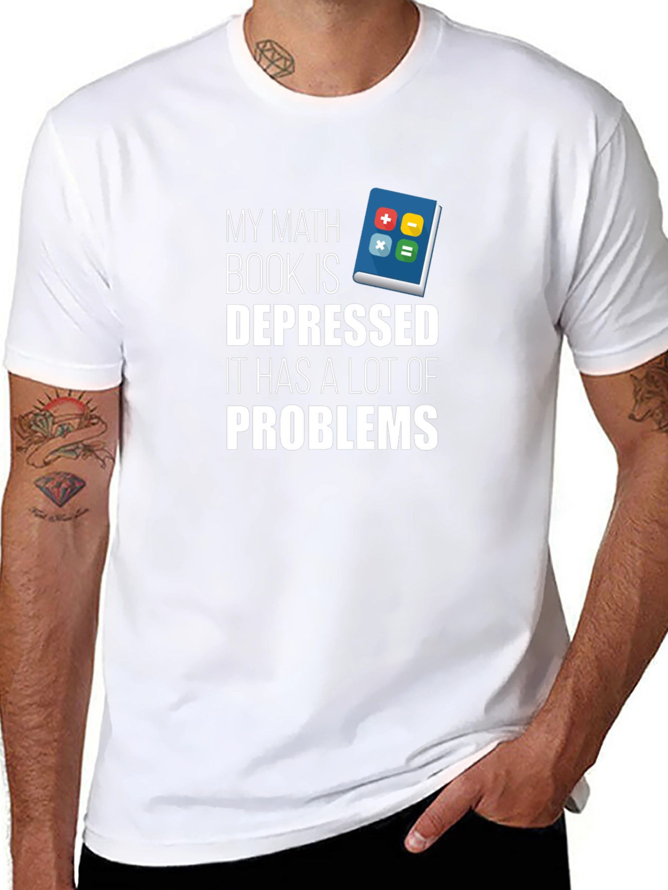 Black Math Book Depressed Problems T-Shirt view 8