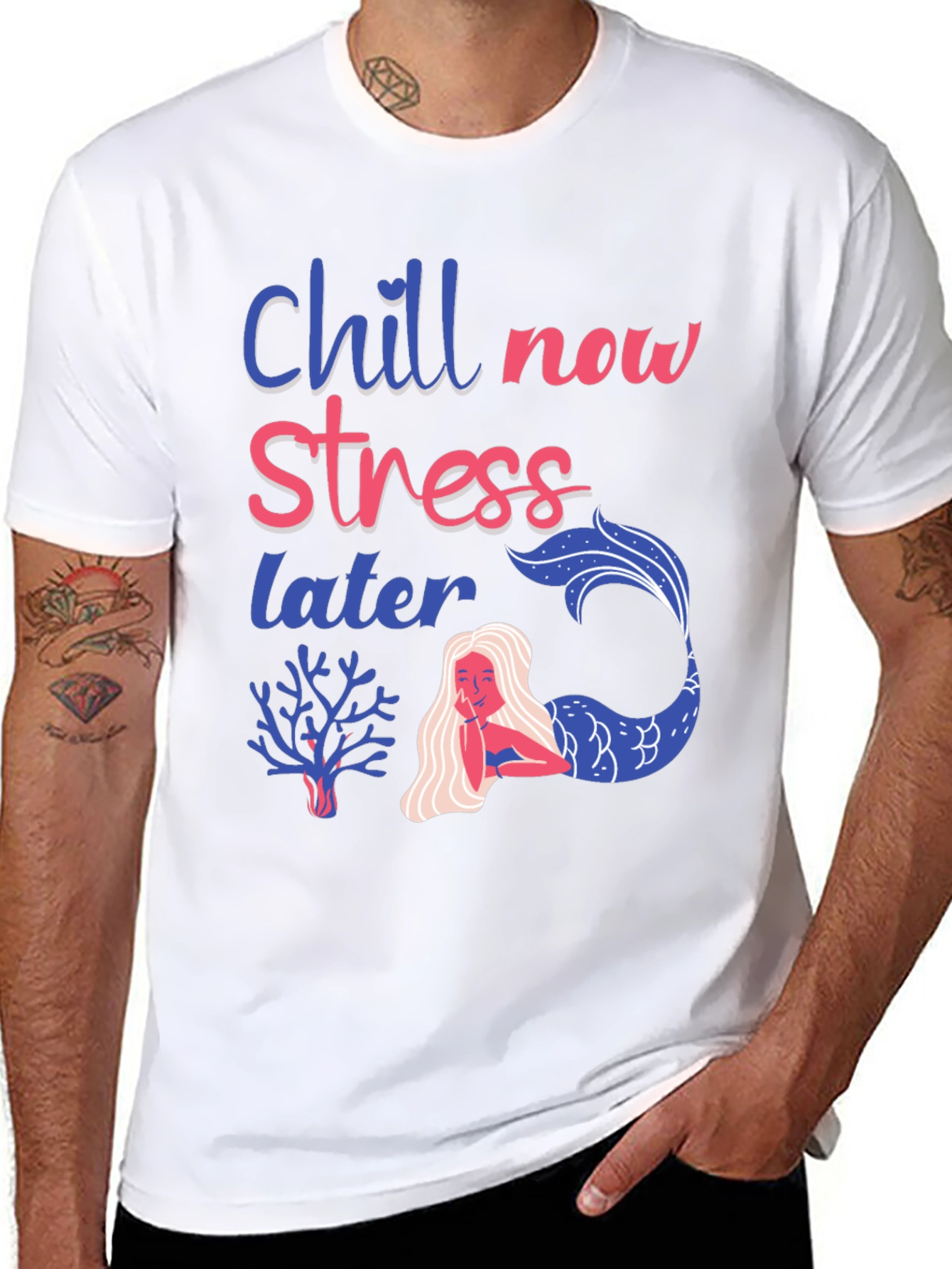 Black Chill Now Stress Later T-Shirt view 8