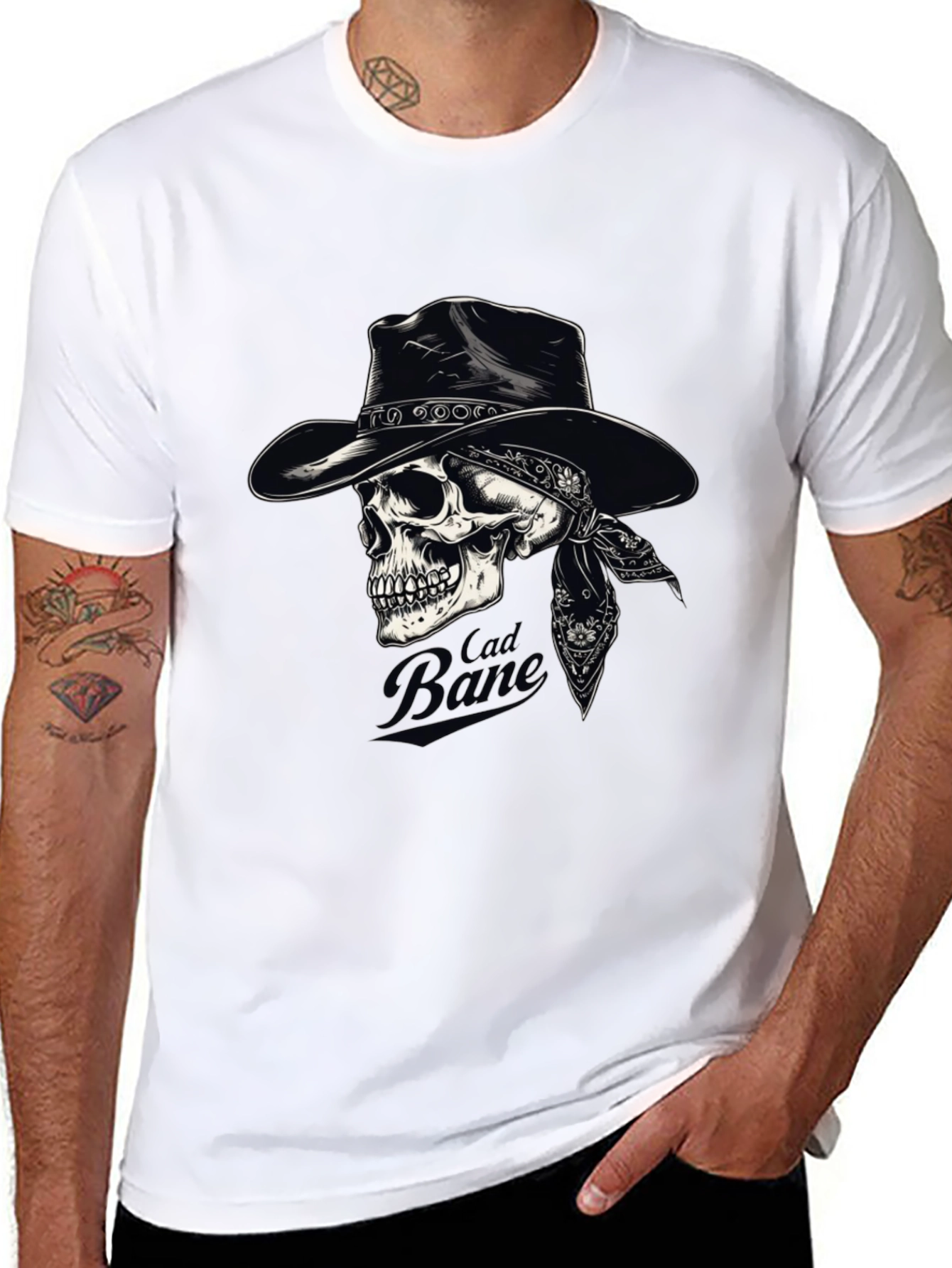 Black Cad Bane Skull Cowboy Black T-Shirt view 8