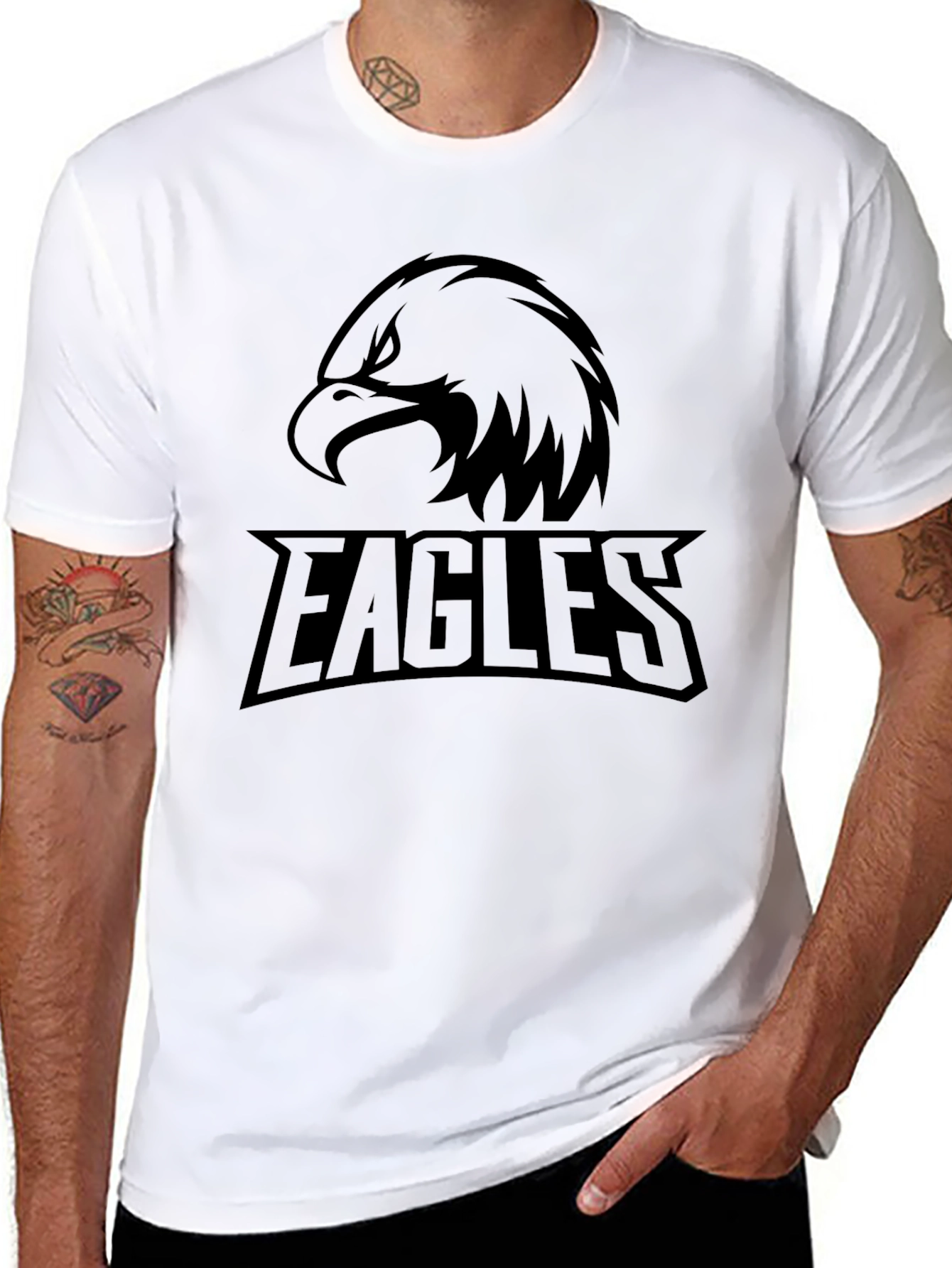 Black Men's Black Eagles Graphic T-Shirt view 8