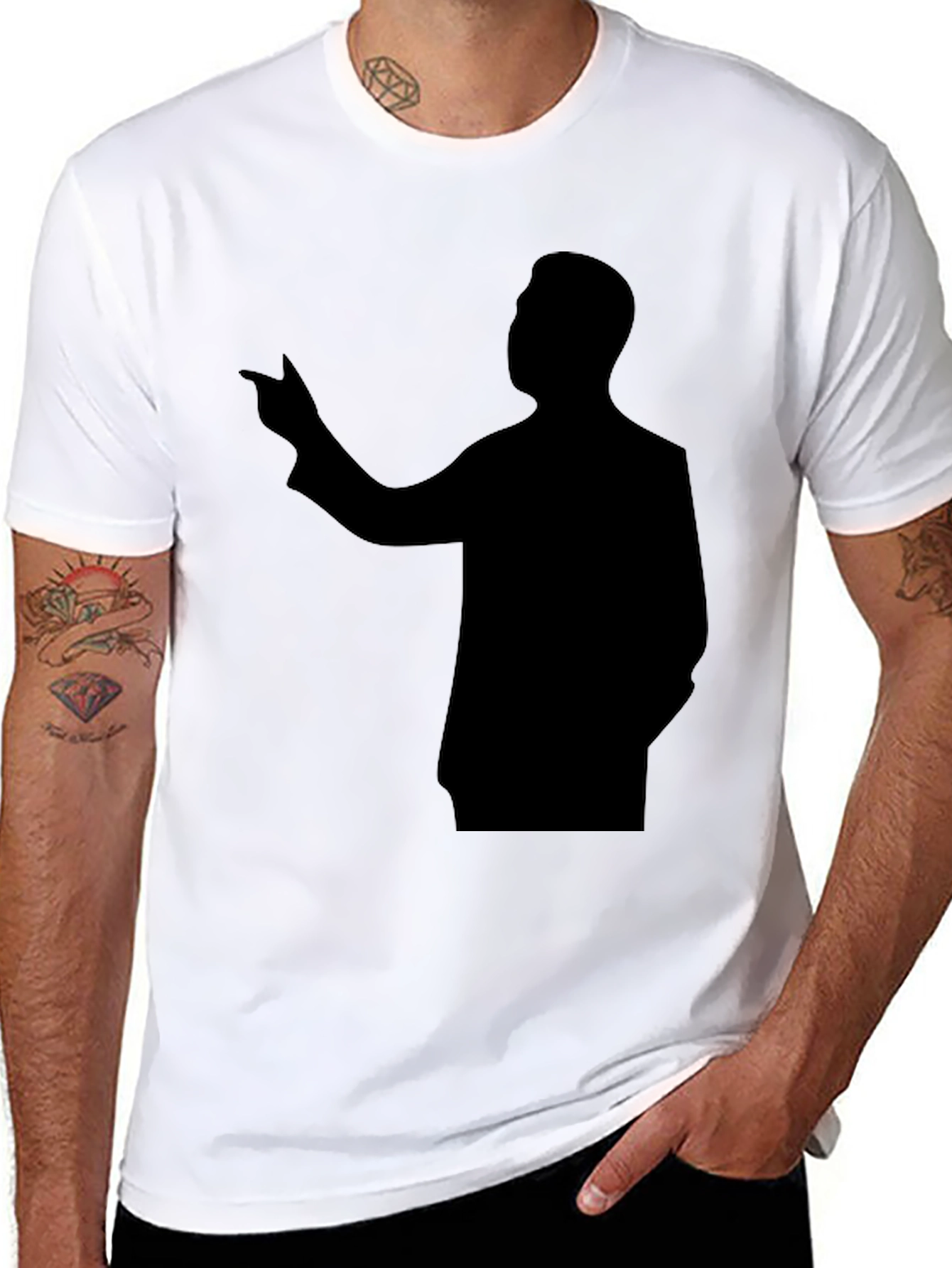Black Silhouette Man Pointing T-Shirt view 8