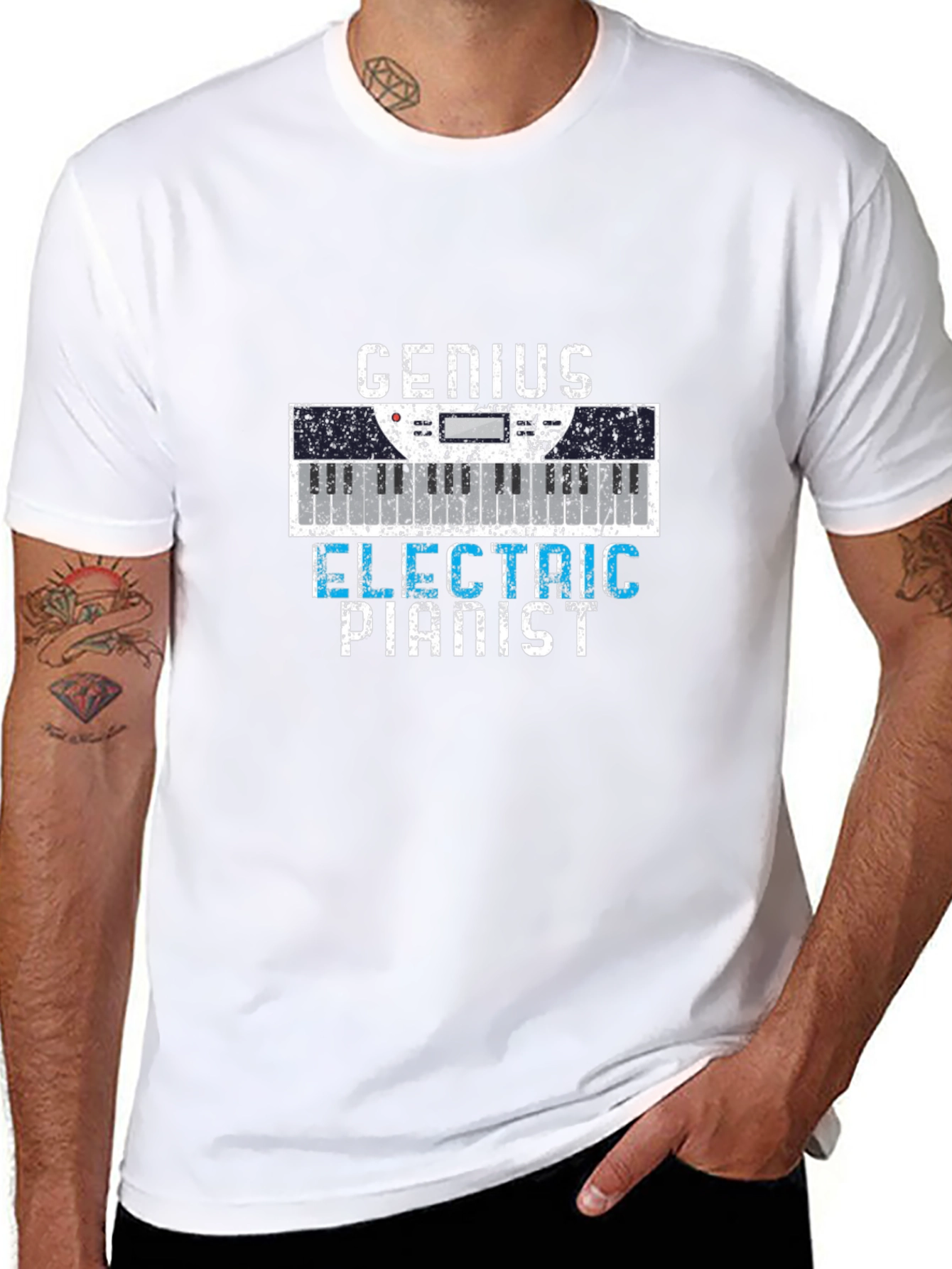 Black Genius Electric Pianist T-Shirt - Musician Apparel view 8