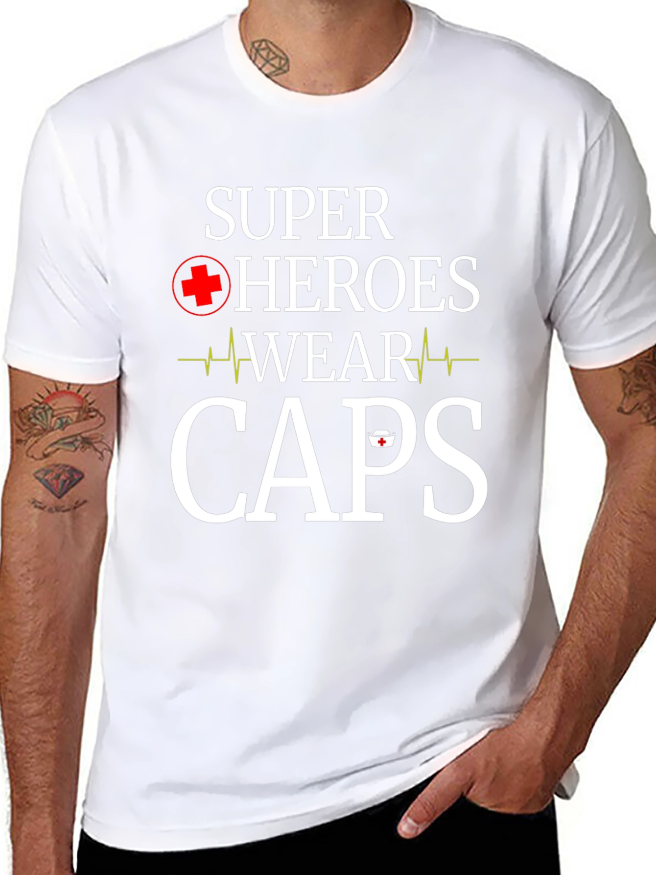 Black Super Heroes Wear Caps T-Shirt - Nurse Appreciation view 8