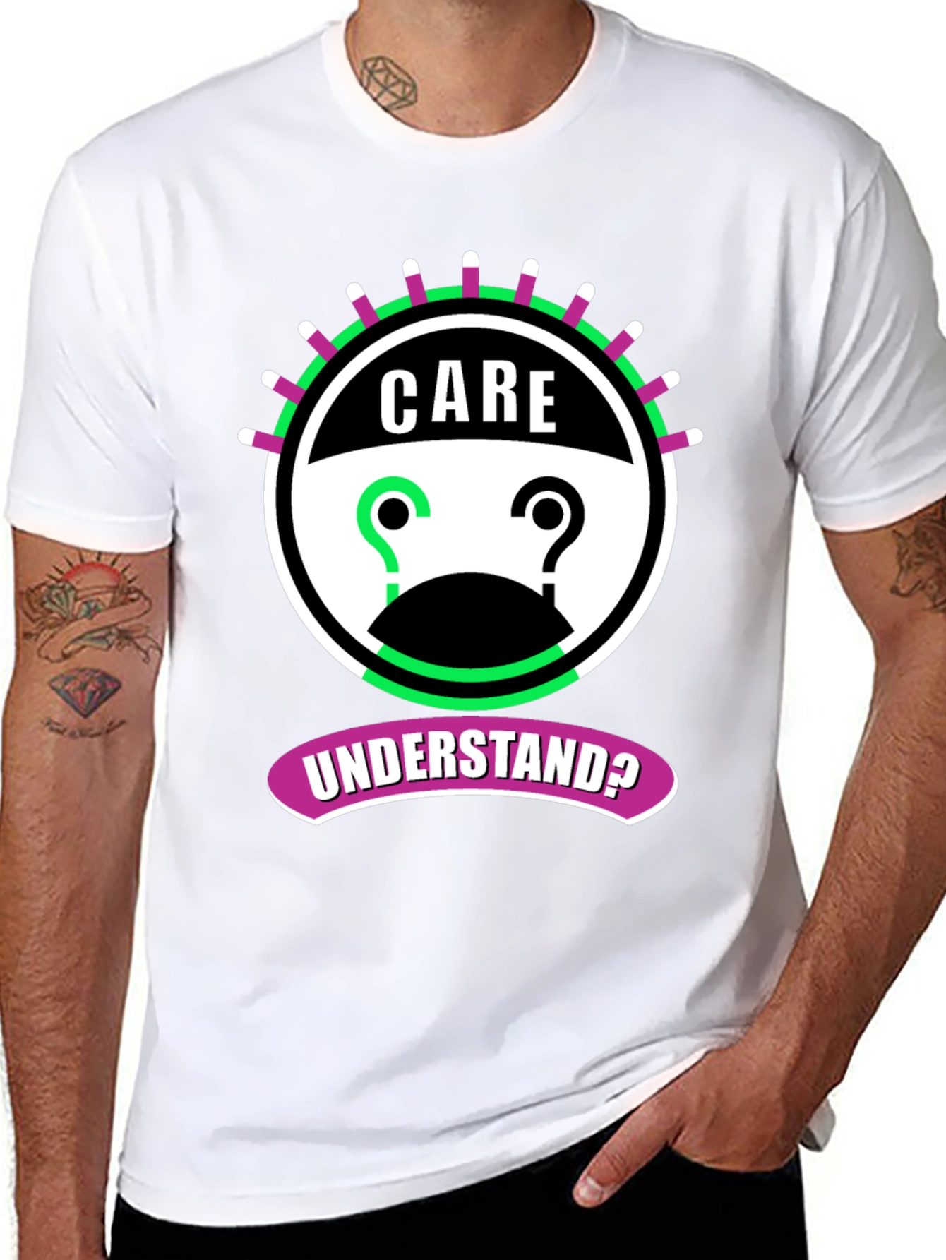 Black Care Understand? Graphic Tee - Black Cotton T-Shirt view 8