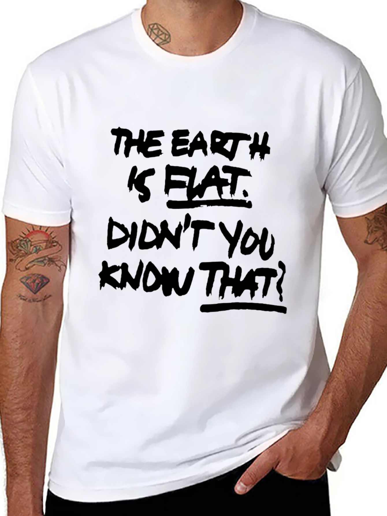 Black Flat Earth Graphic Tee - Conspiracy Theory T-Shirt view 8