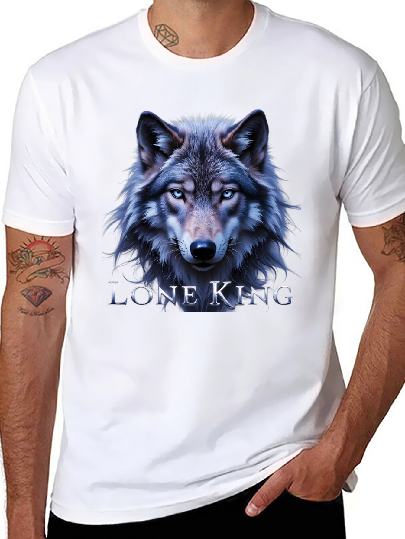 Black Lone King Wolf Graphic T-Shirt - Black view 8