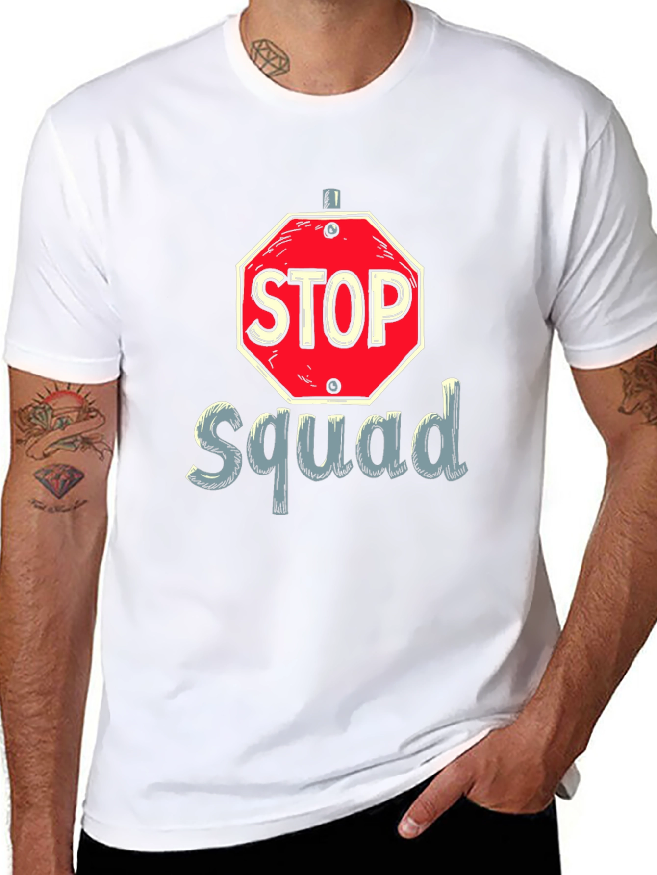 Black Stop Squad Graphic Tee - Men's Black T-Shirt view 8