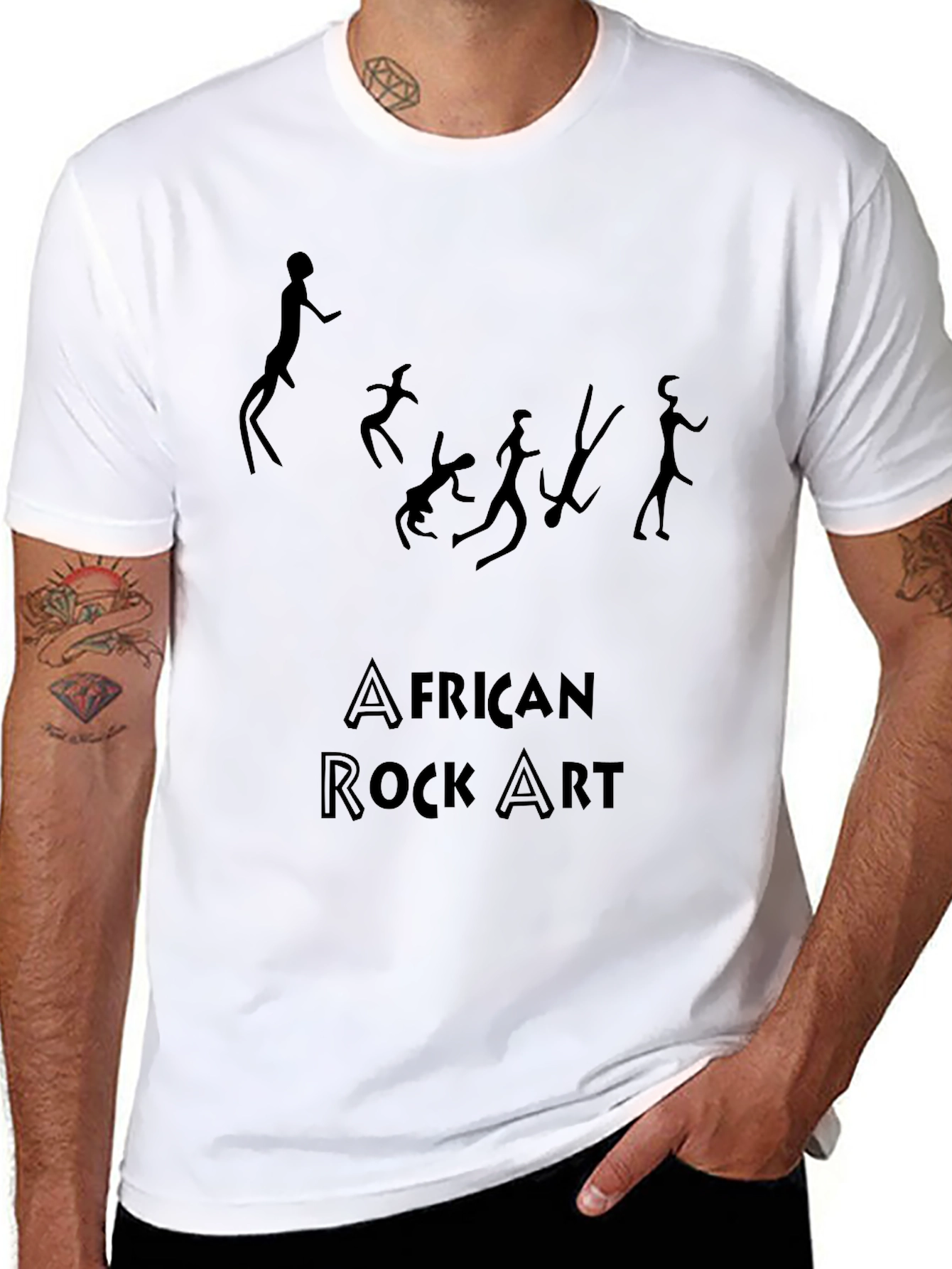 Black African Rock Art Graphic T-Shirt view 8