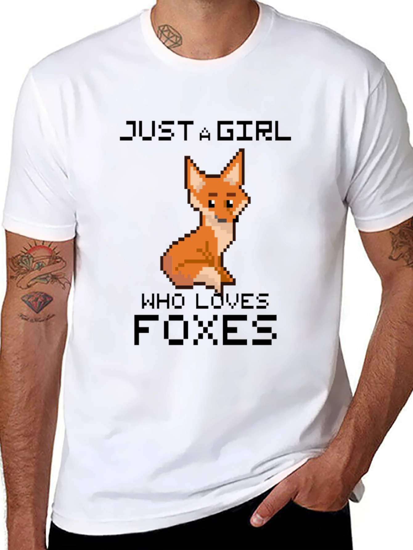 Black Just A Girl Who Loves Foxes T-Shirt view 8