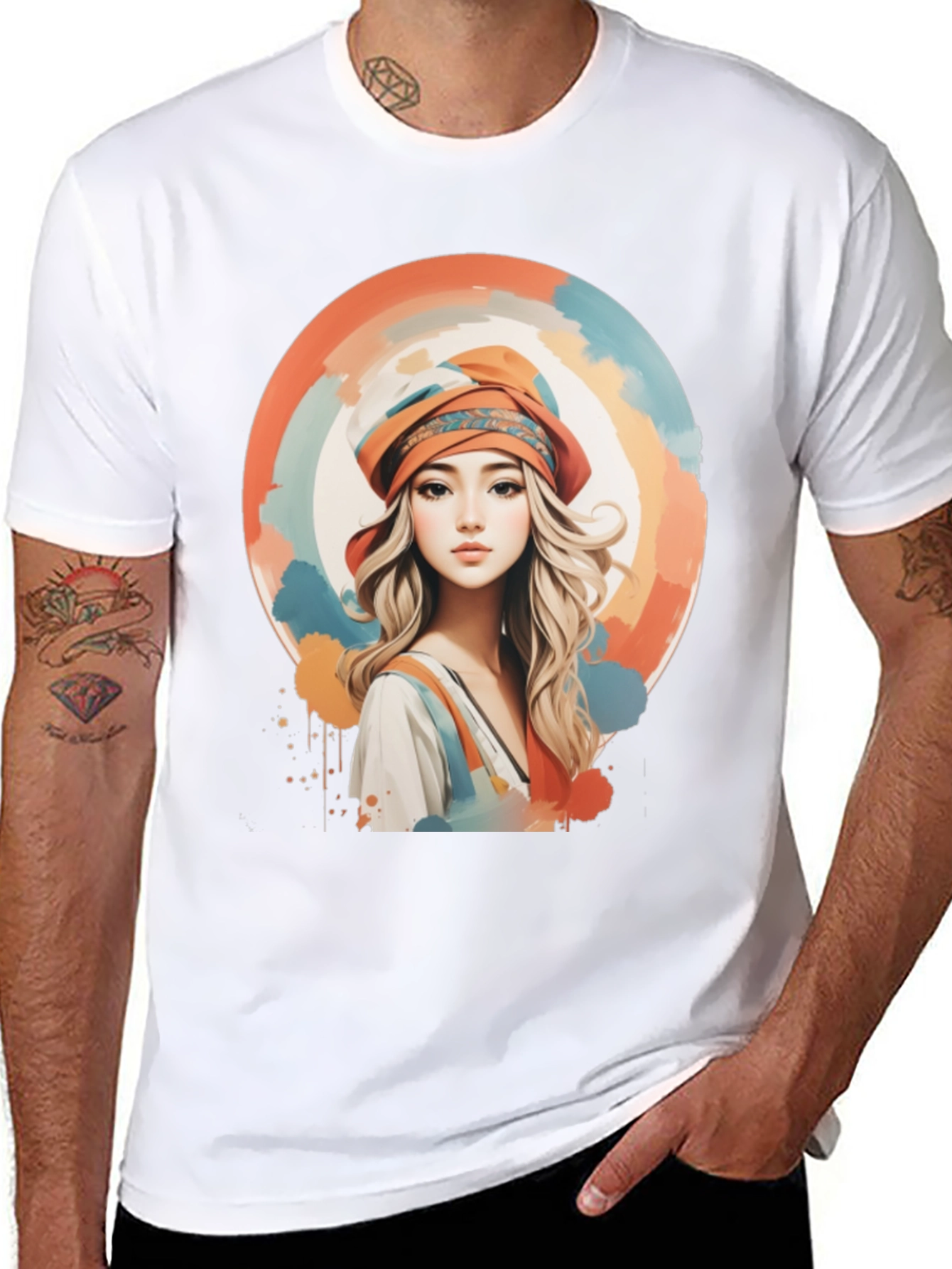 Black Woman Portrait Graphic Tee - Artistic Watercolor Design view 8