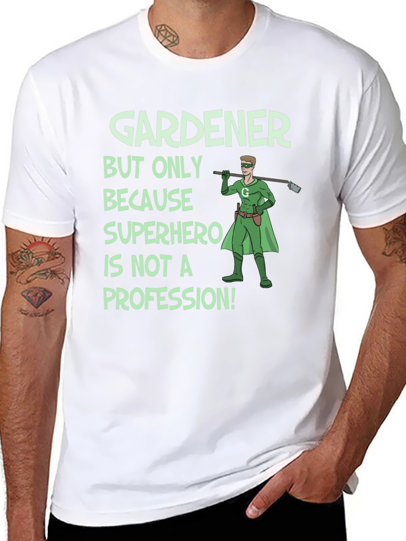 Black Gardener Superhero T-Shirt view 8