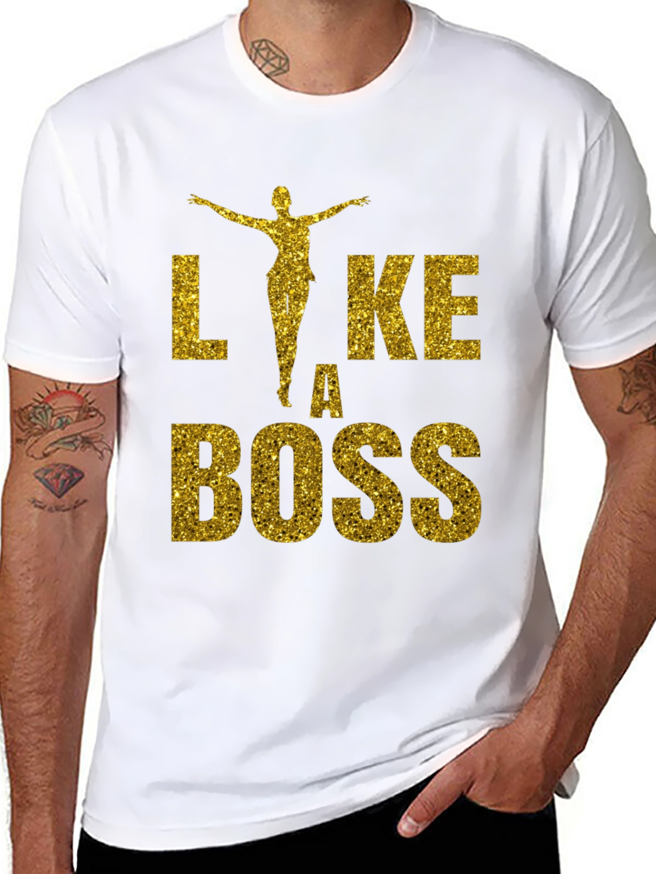 Black Like A Boss Glitter Graphic T-Shirt view 8
