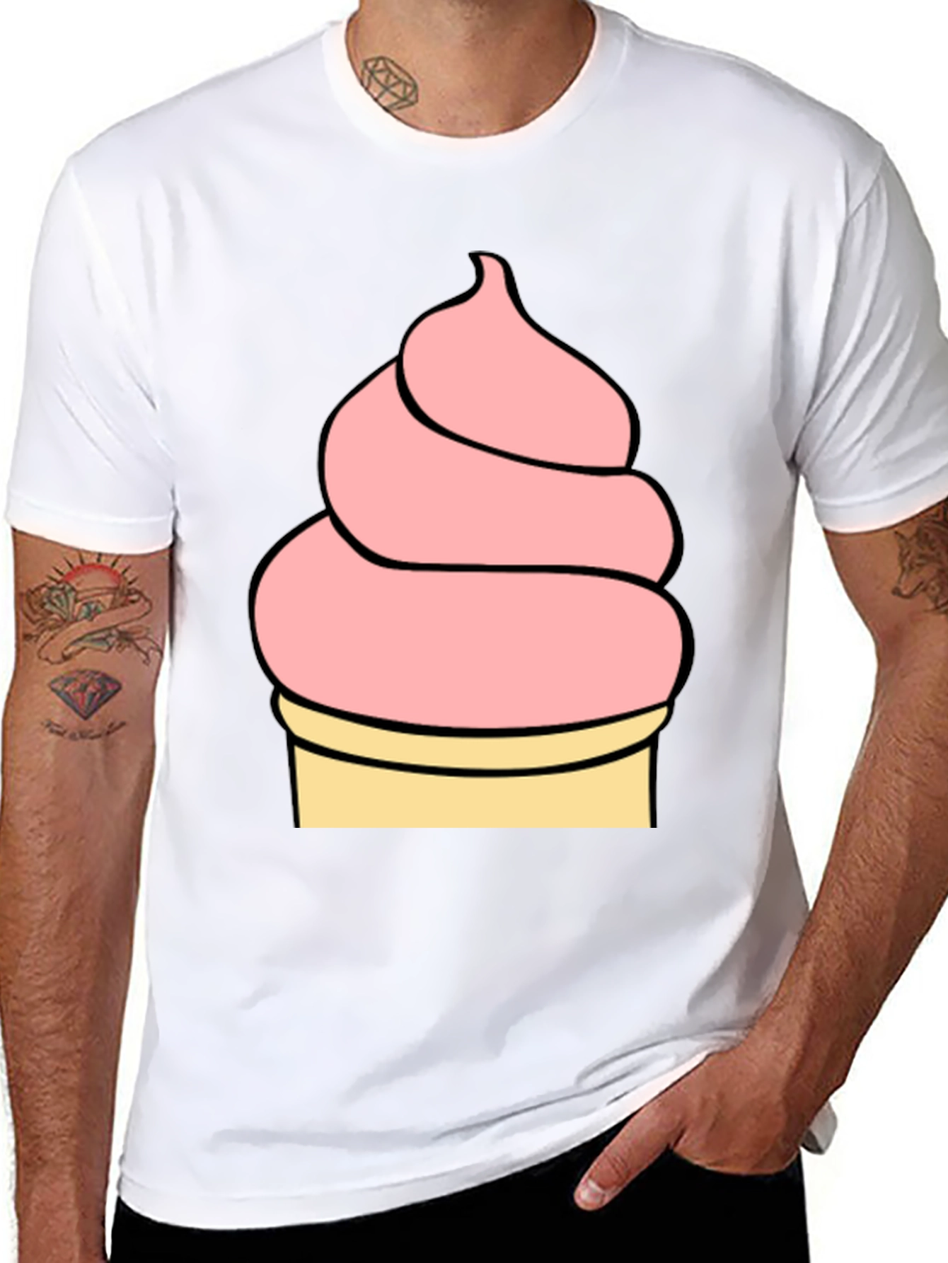 Black Ice Cream Graphic Tee - Black Unisex T-Shirt view 8