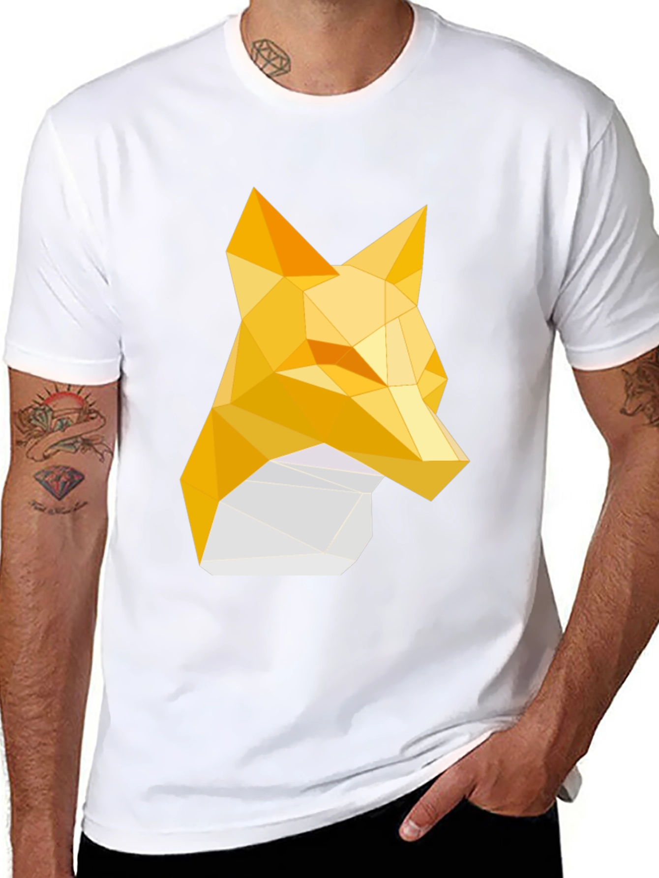 Black Geometric Fox Tee - Stylish Graphic Print T-Shirt view 8
