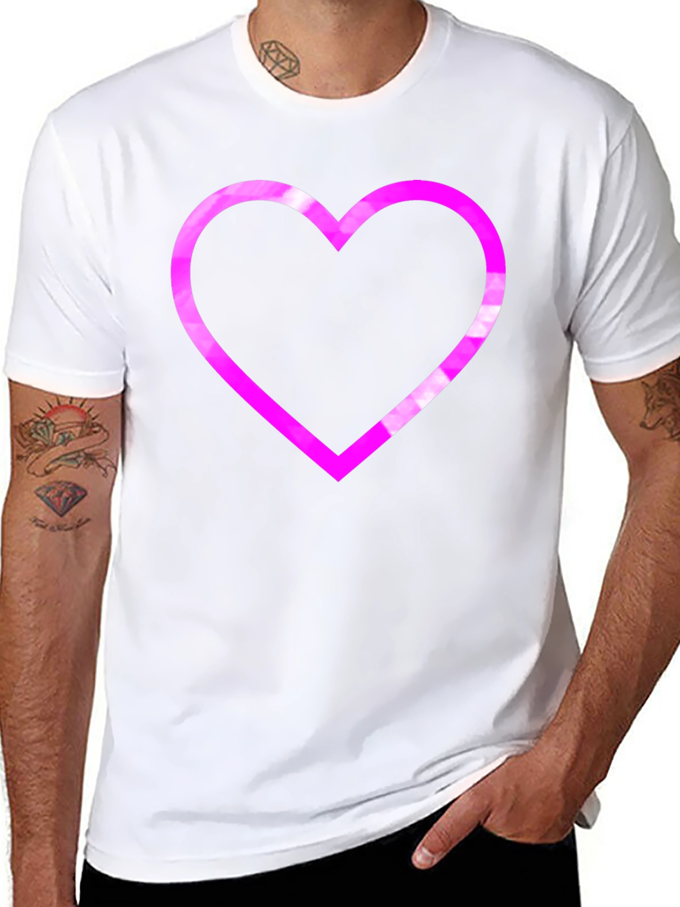 Black Heart Outline Graphic T-Shirt - Black view 8
