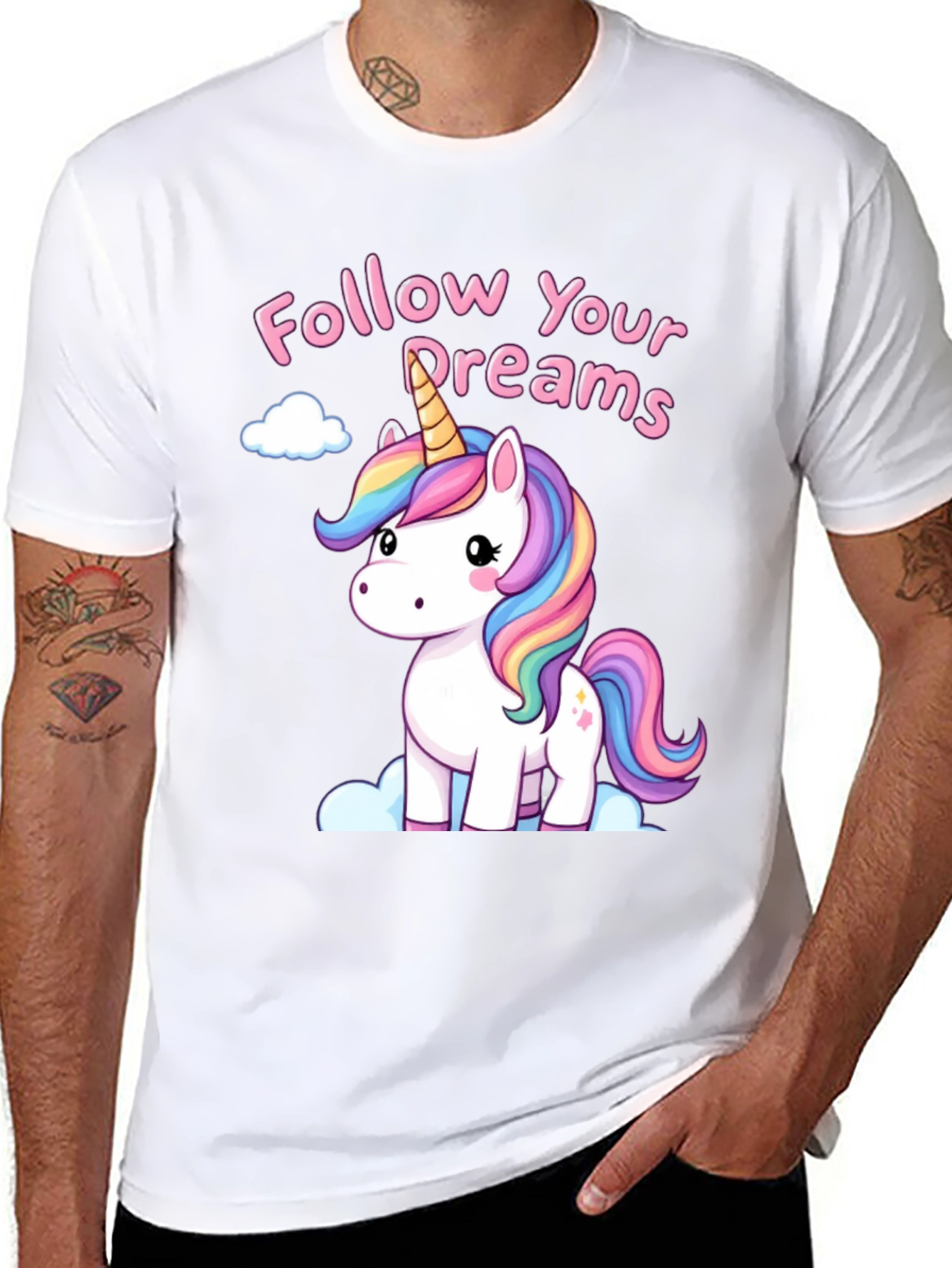 Black Unicorn Follow Your Dreams Graphic Tee - Black view 8