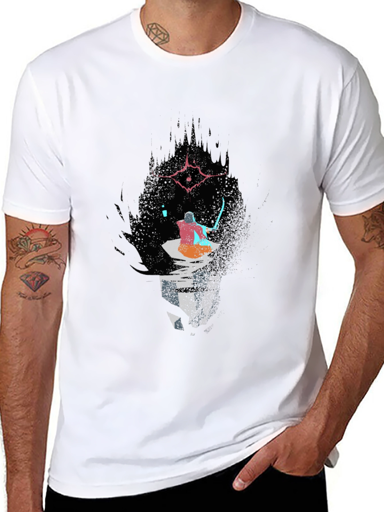 Black Dark Souls Inspired Graphic Tee - Black Cotton view 8