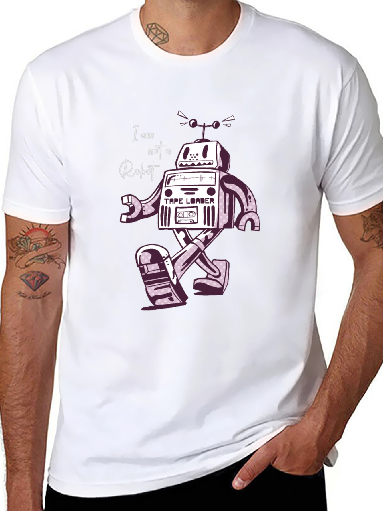 Black Retro Robot T-Shirt - I Am Not A Robot! view 8