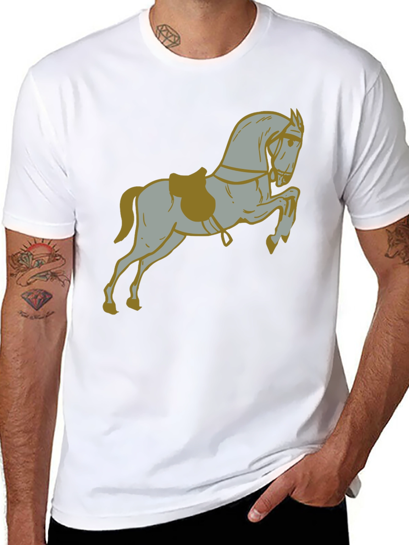 Black Horse Graphic Print Black T-Shirt view 8