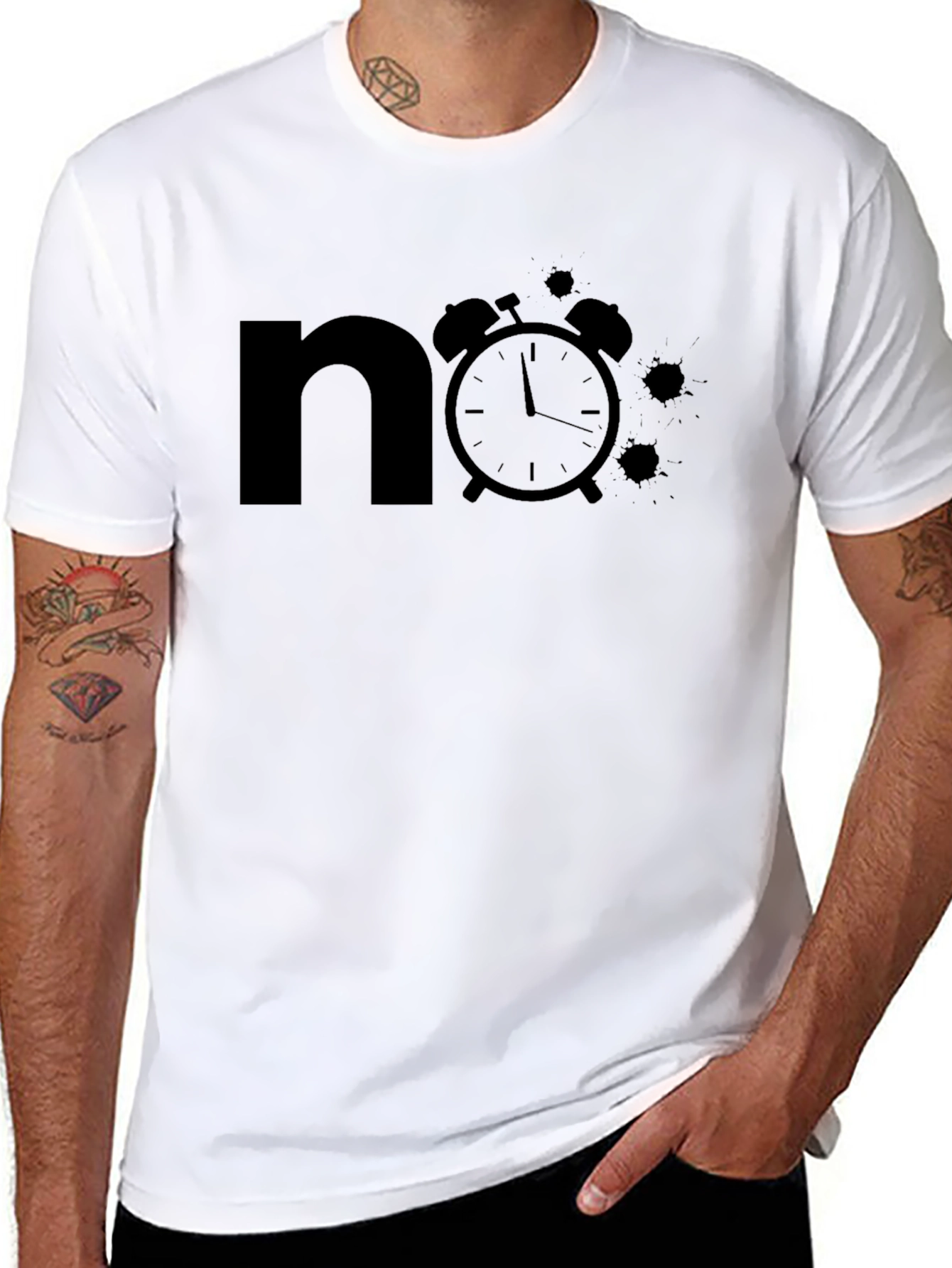 Black No Time T-Shirt - Black Graphic Tee view 8