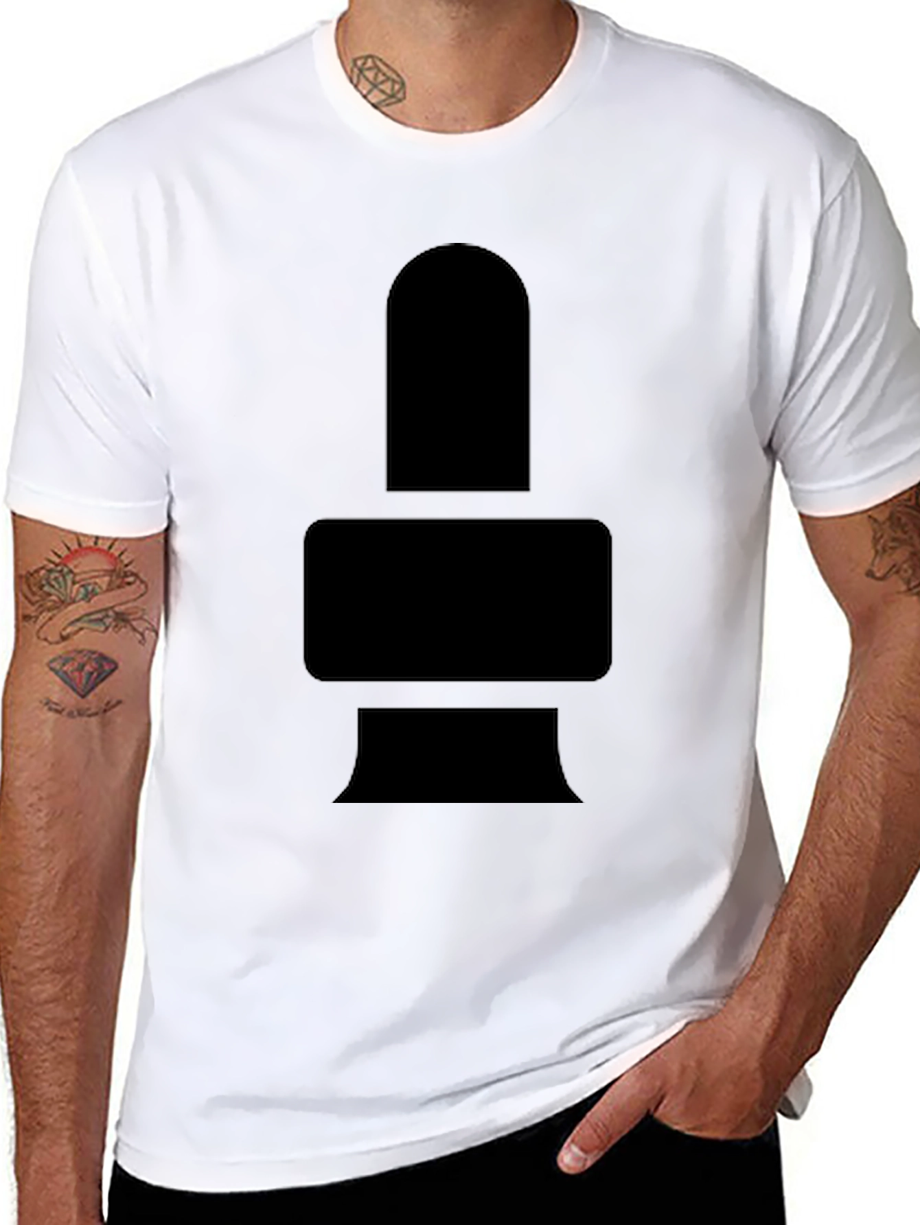 Black Minimalist Black Graphic Tee - Geometric Design view 8