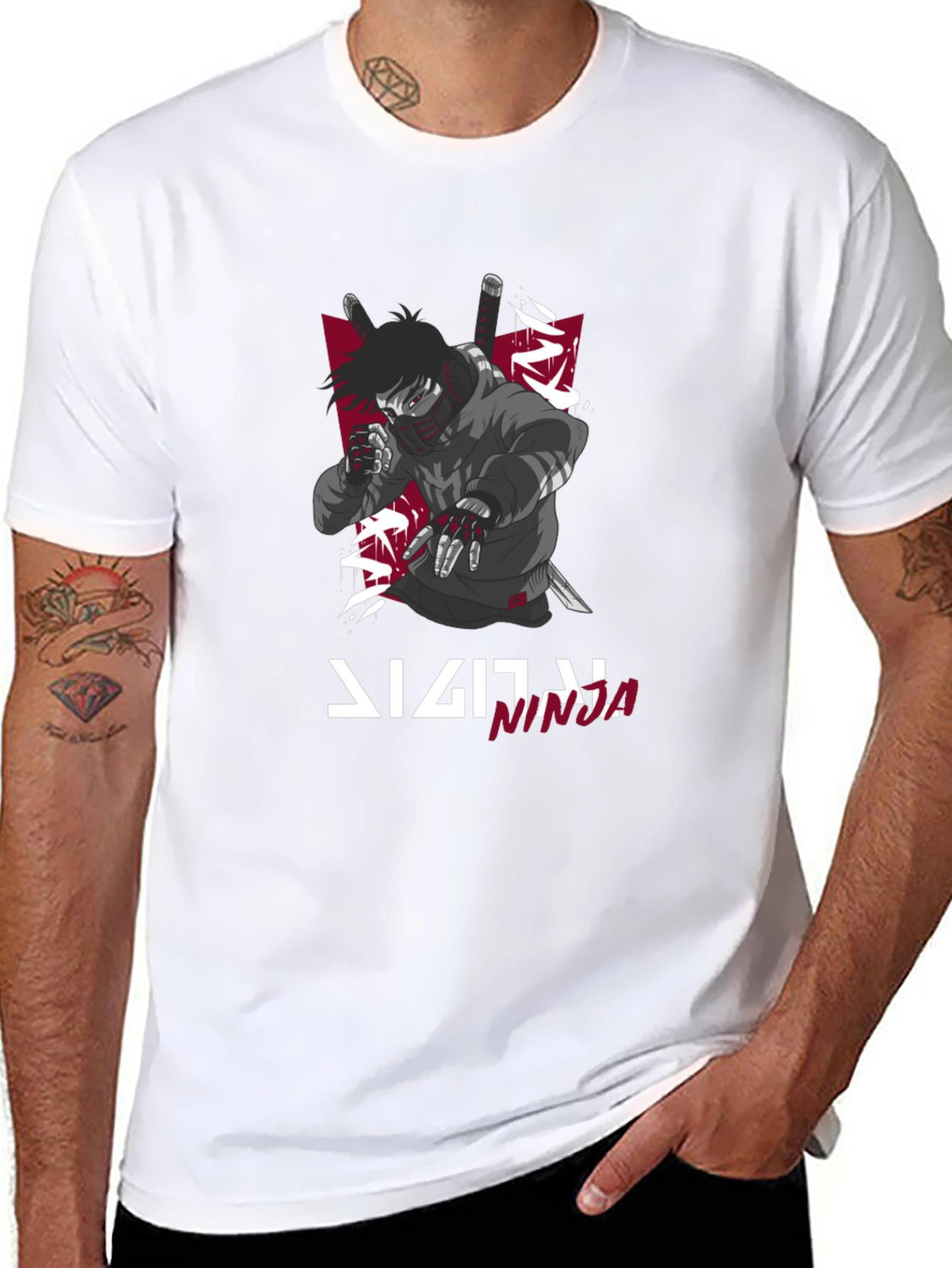 Black Digital Ninja Graphic T-Shirt | Men's Black Tee view 8