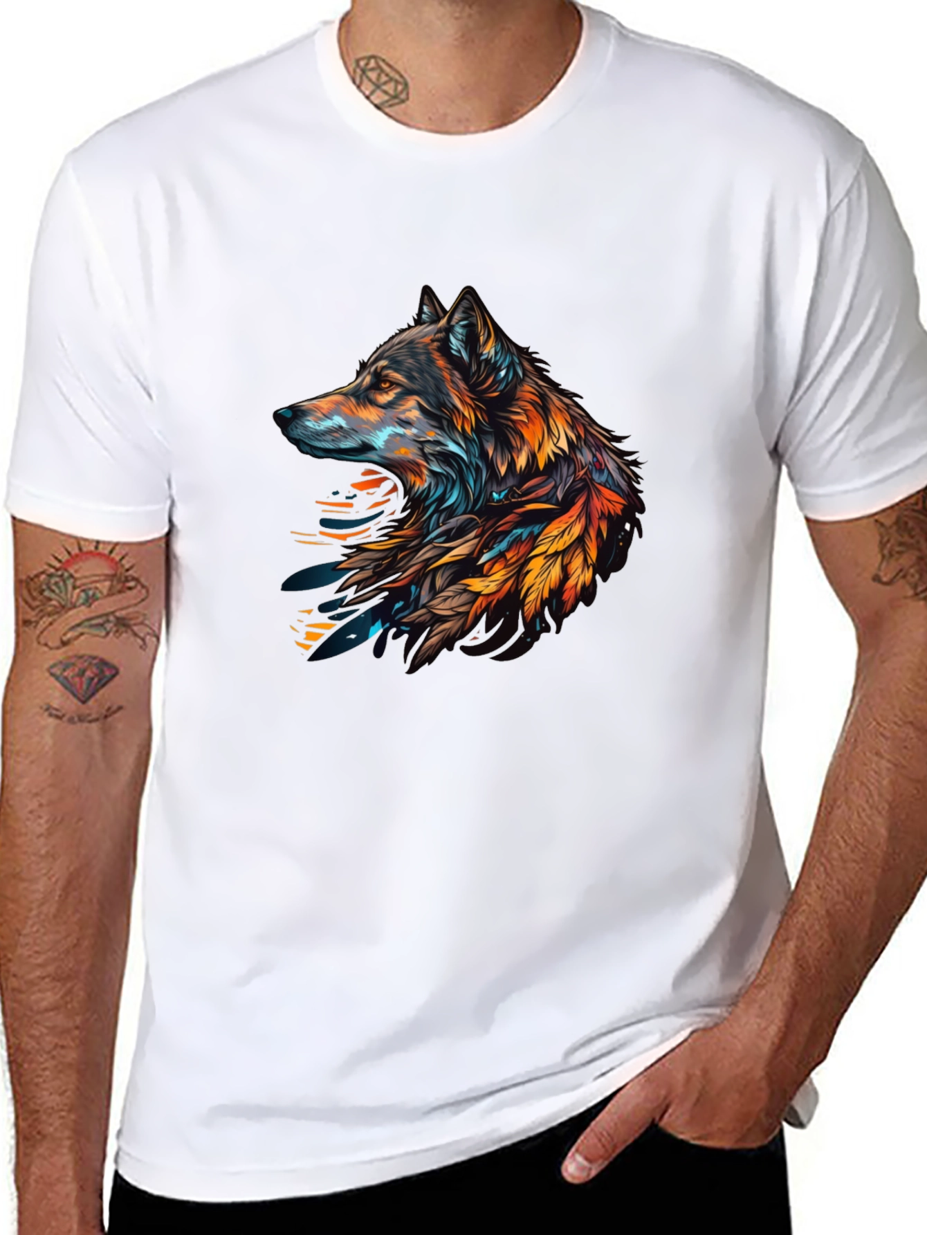 Black Wolf Graphic Print Tee view 8