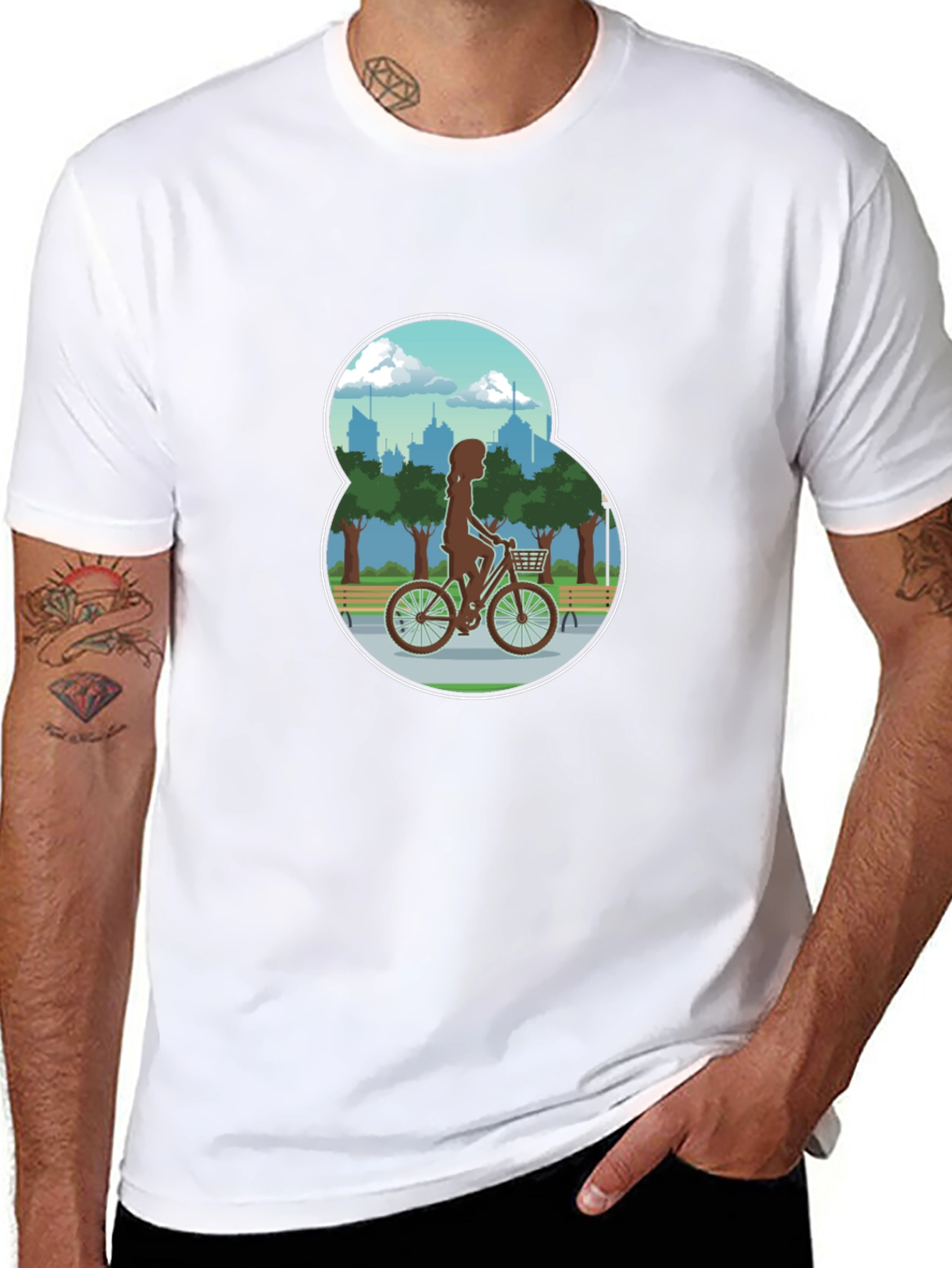 Black Woman Biking in the Park Graphic T-Shirt view 8