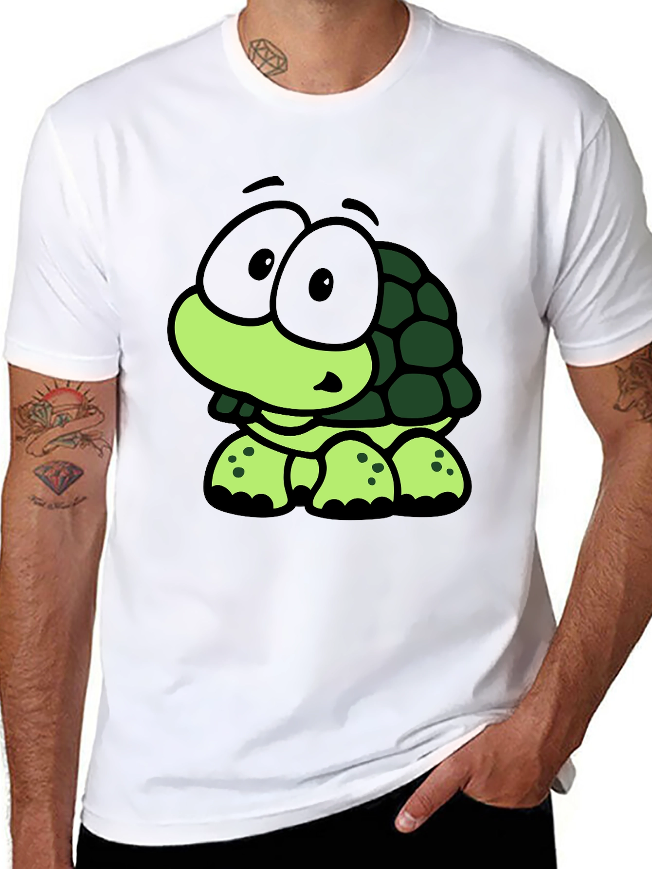 Black Cute Cartoon Turtle Graphic Black T-Shirt view 8