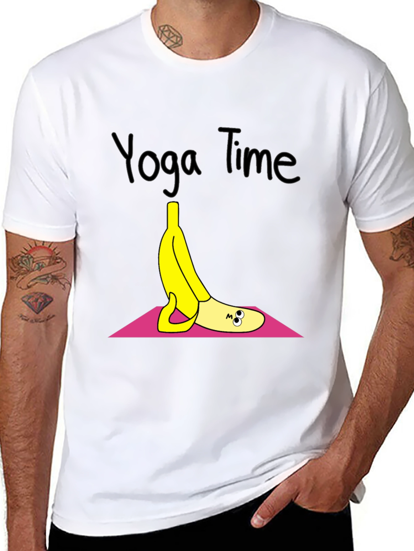 Black Yoga Banana T-Shirt - Relaxed Fit view 8