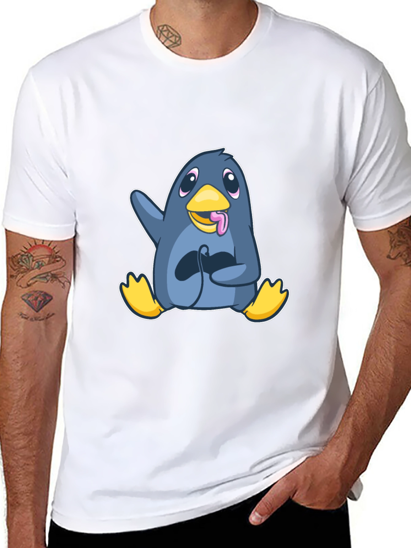 Black Gamer Penguin Black T-Shirt - Playful Cartoon Design view 8