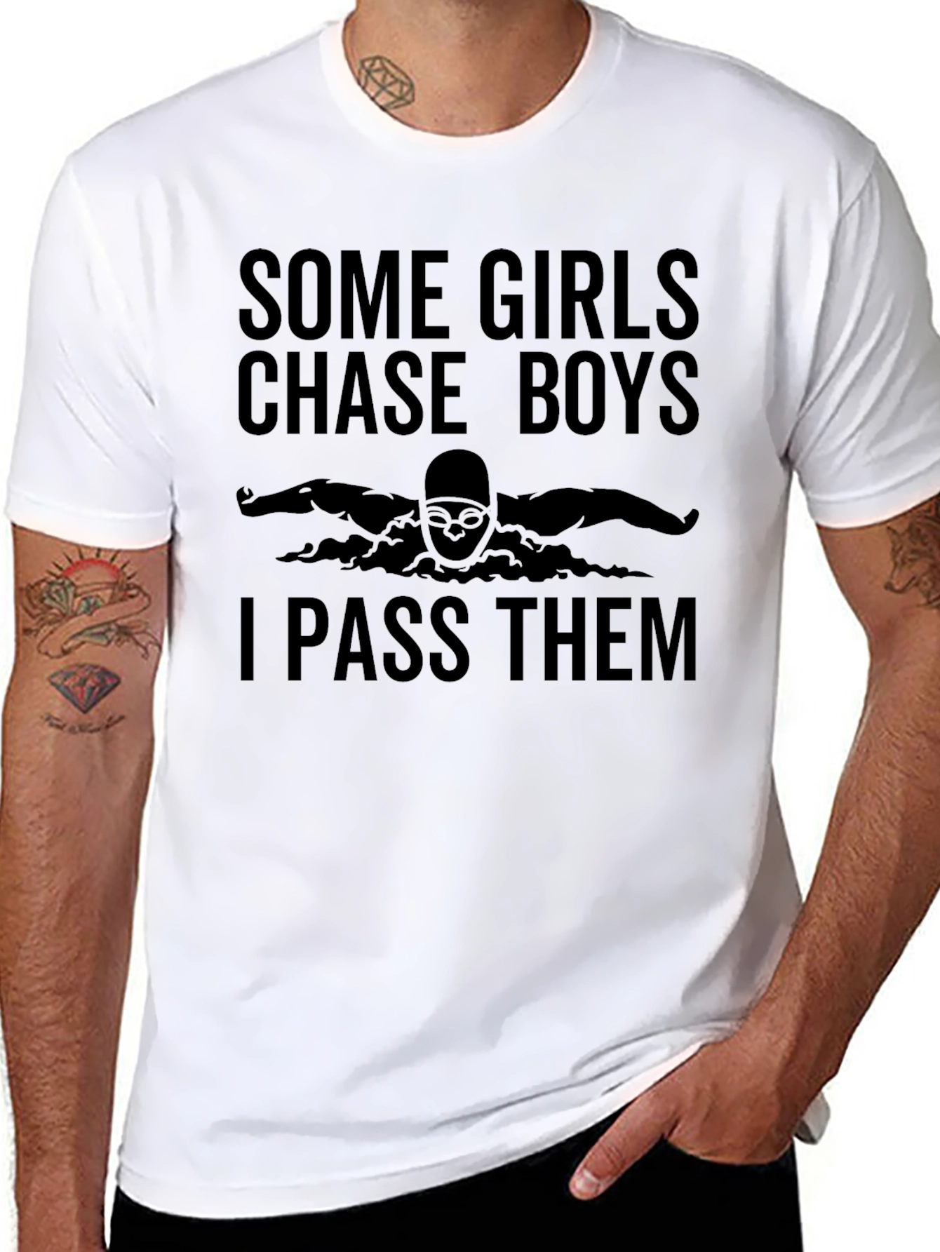 Black Some Girls Chase Boys T-Shirt view 8