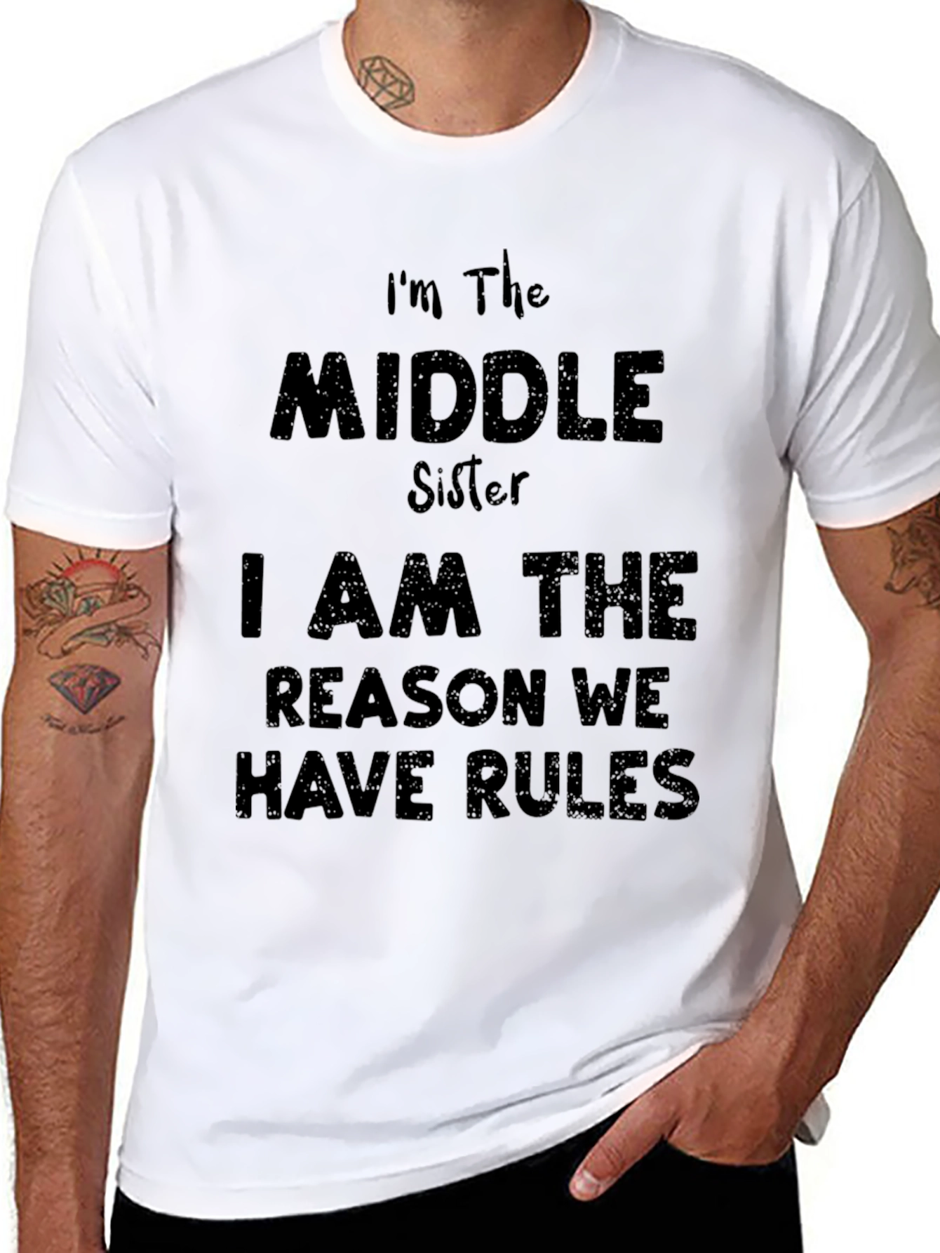Black Middle Sister T-Shirt - Reason for the Rules! view 8