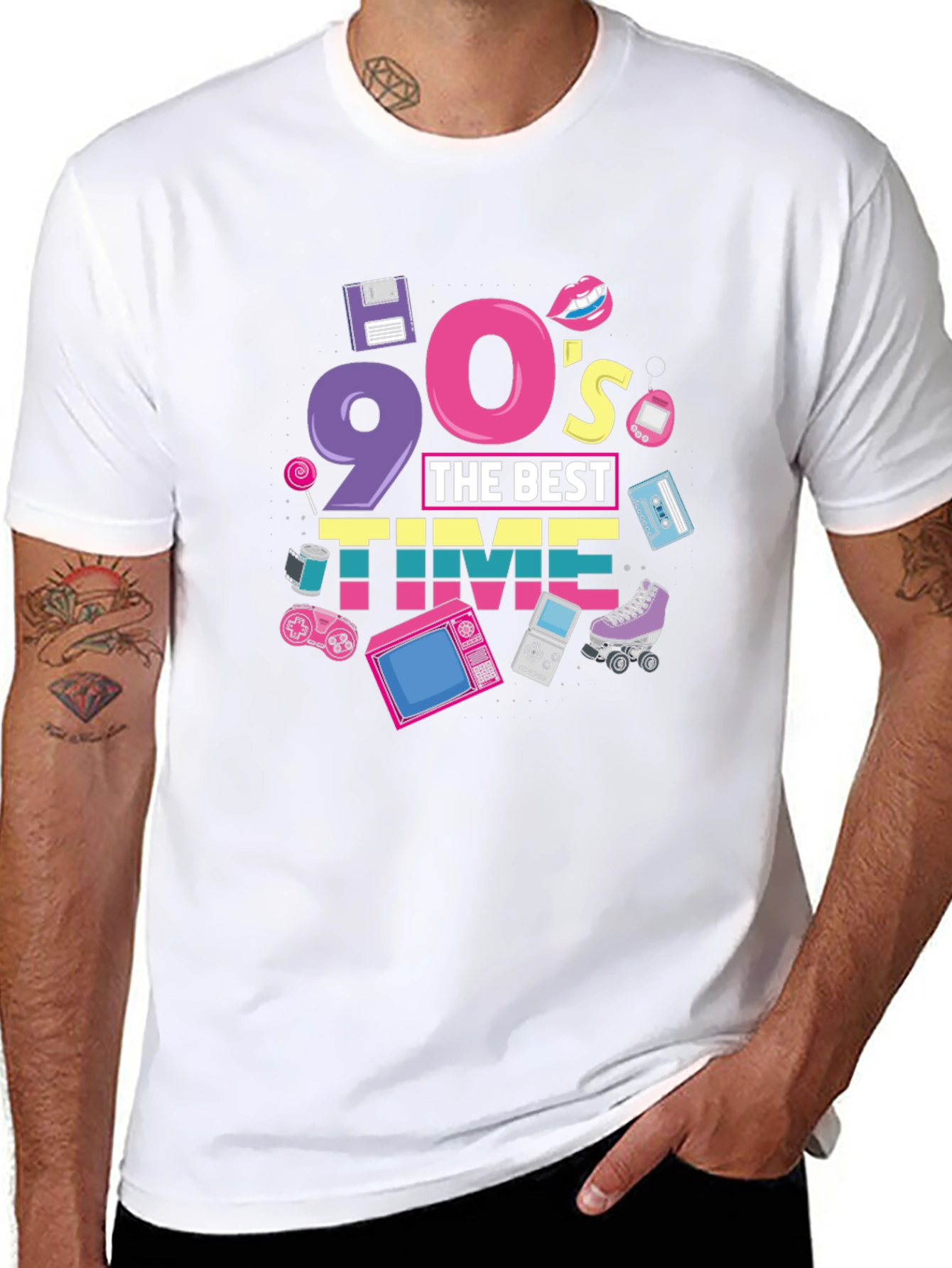 Black 90's The Best Time Black T-Shirt view 8
