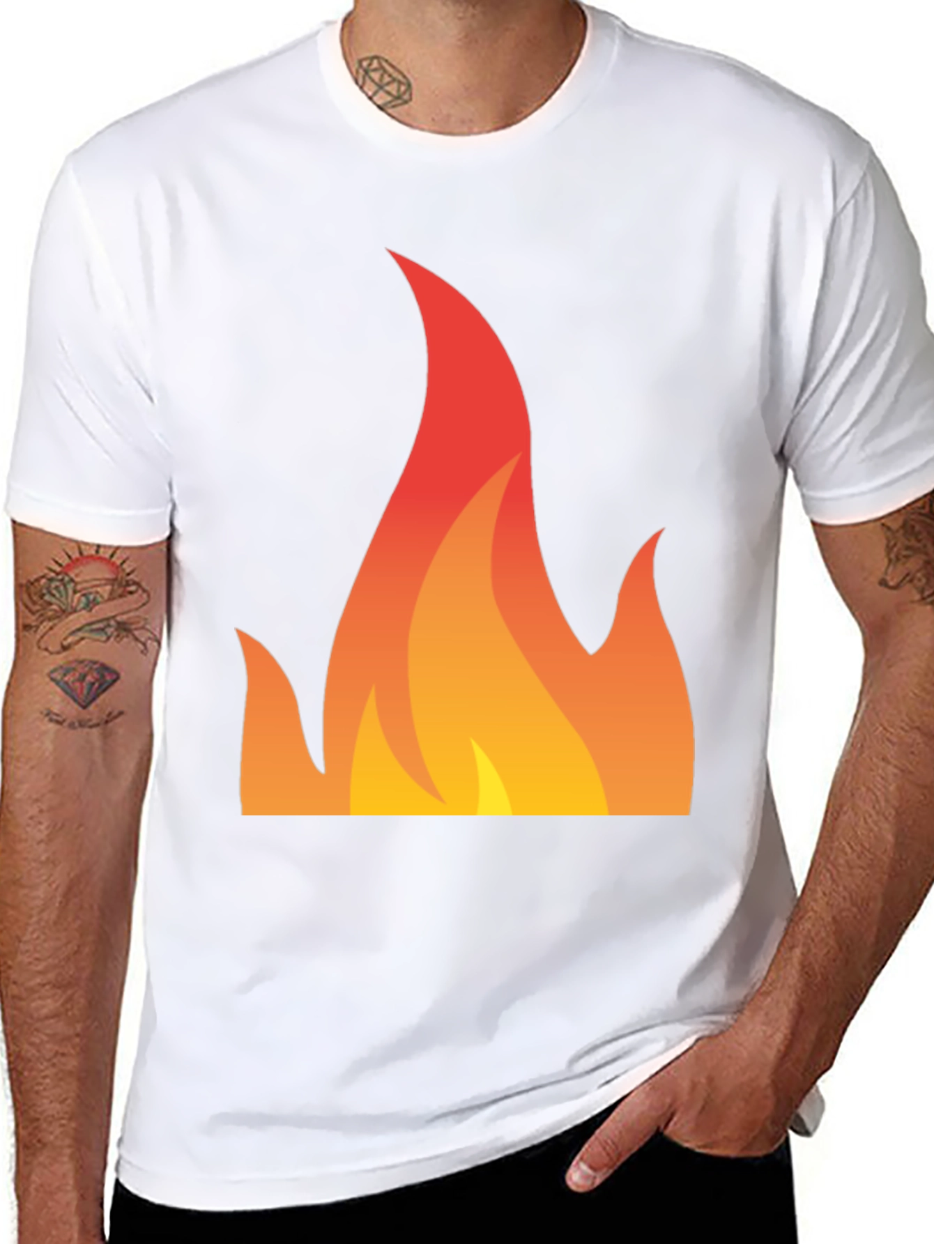 Black Fiery Graphic Tee - Bold Flame Design view 8