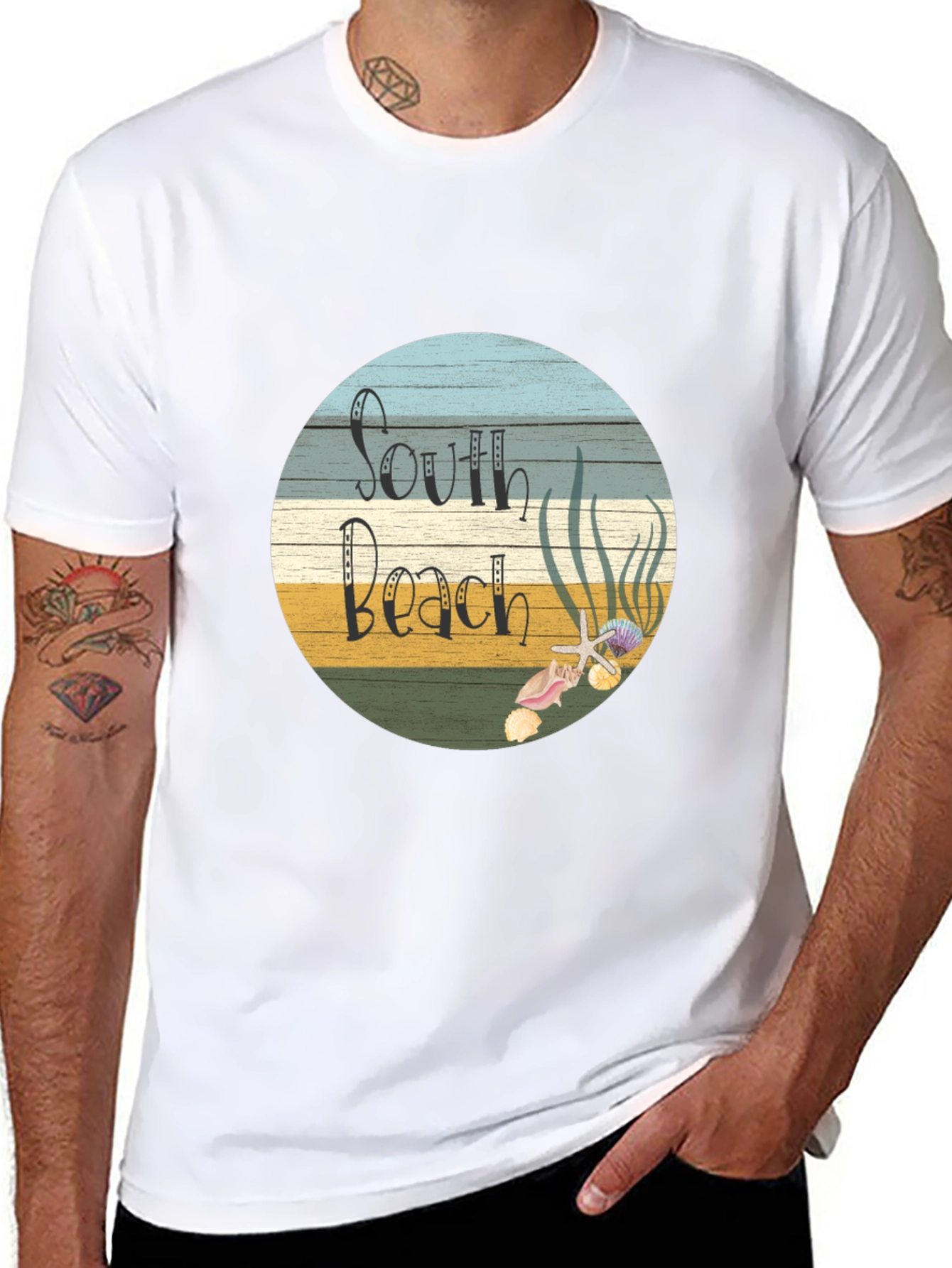 Black South Beach Graphic Tee - Unisex Black T-Shirt view 8